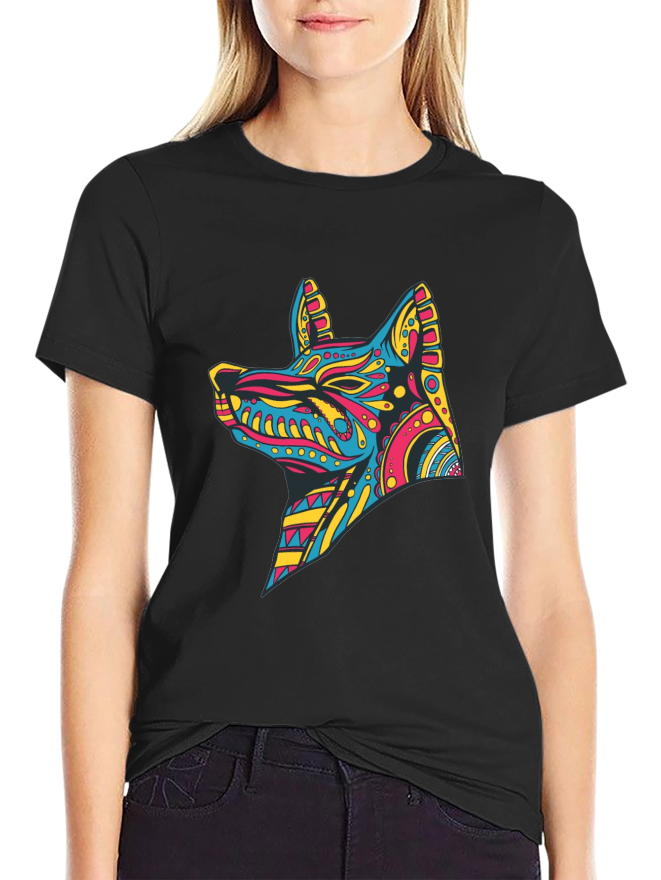 Abstract Anubis Graphic Black T-Shirt