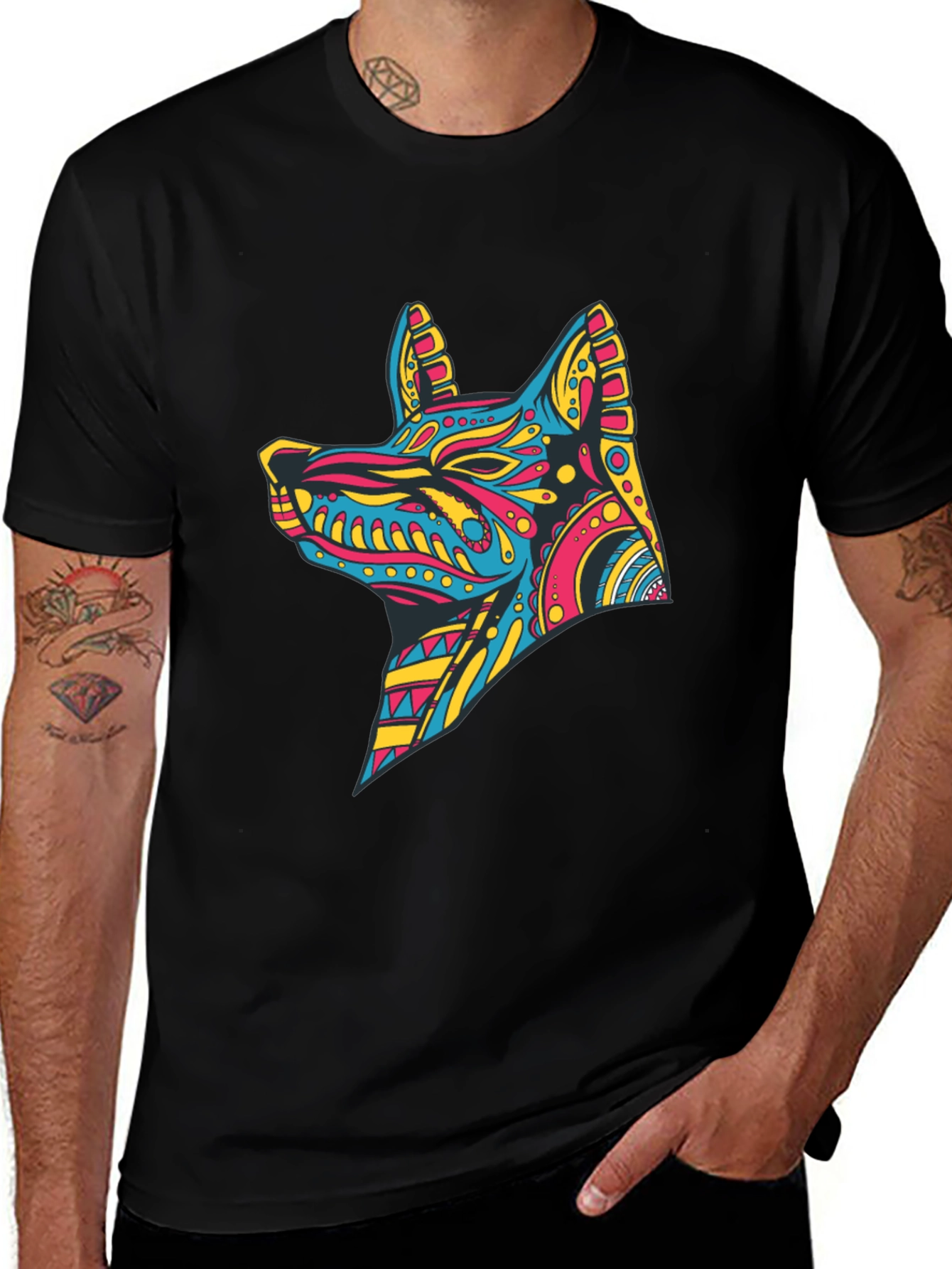 Abstract Anubis Graphic Black T-Shirt