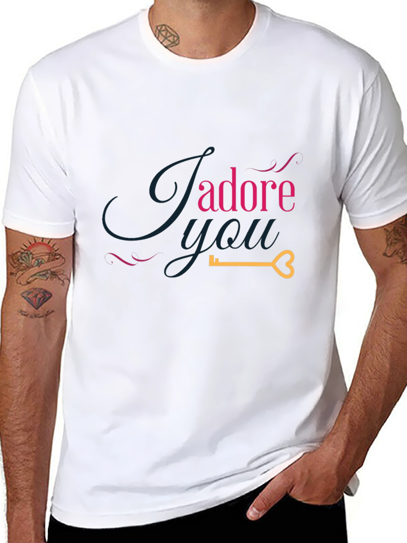 Jadore You Graphic Tee - Romantic Heart Key