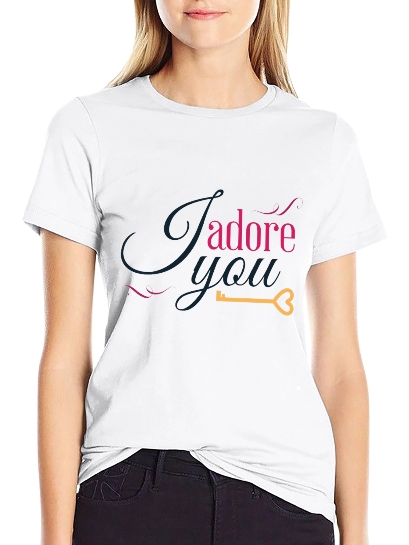 Jadore You Graphic Tee - Romantic Heart Key