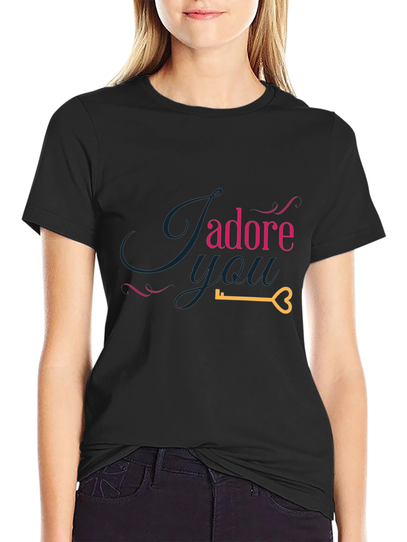 Jadore You Graphic Tee - Romantic Heart Key
