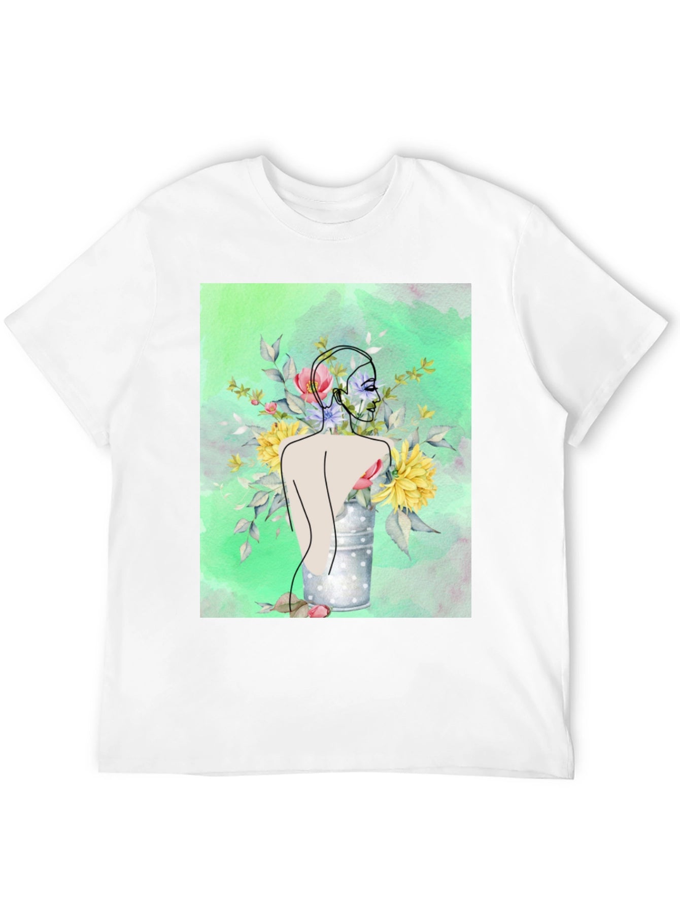 Floral Woman Graphic Tee - Modern Art Shirt