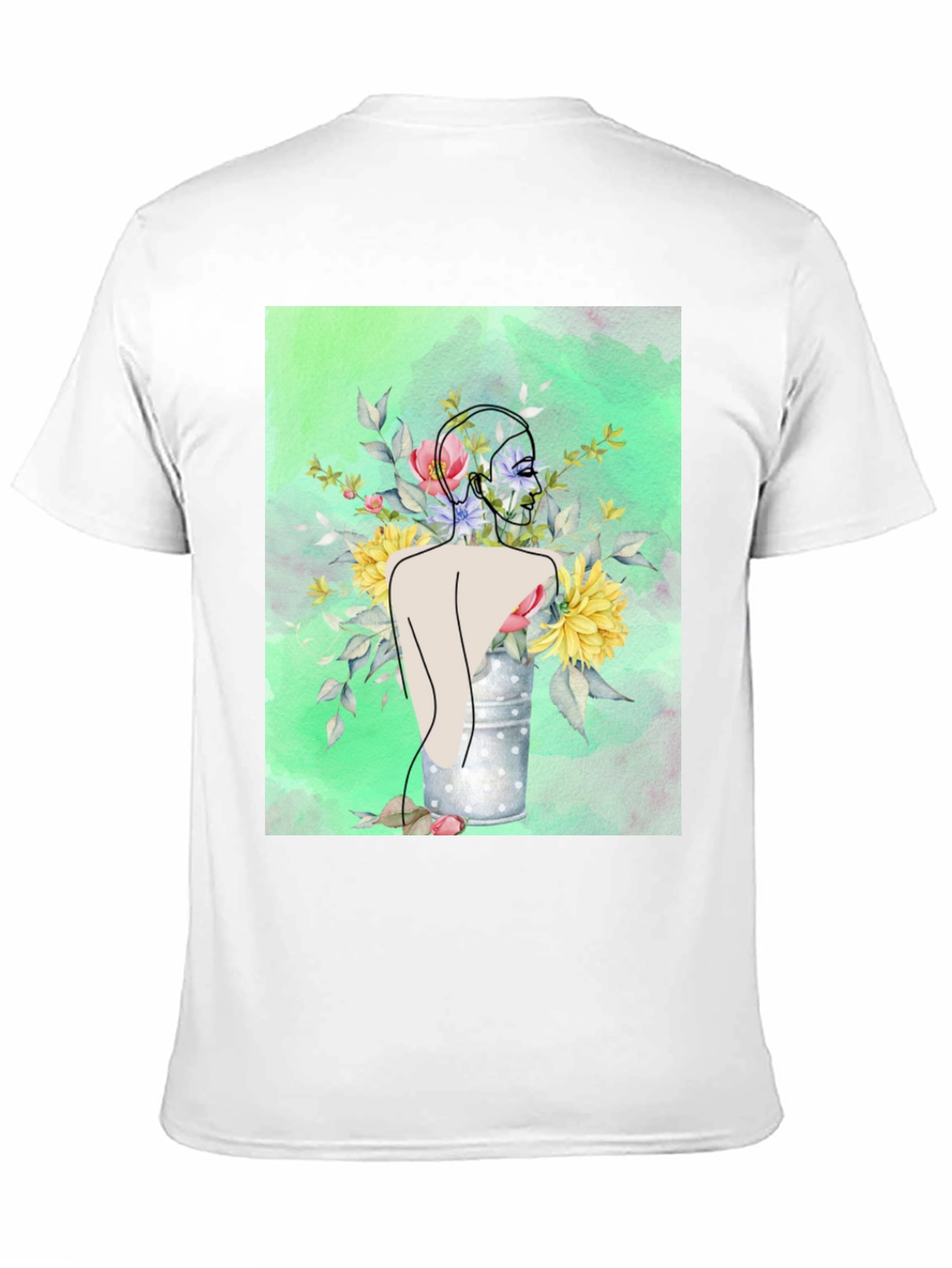 Floral Woman Graphic Tee - Modern Art Shirt