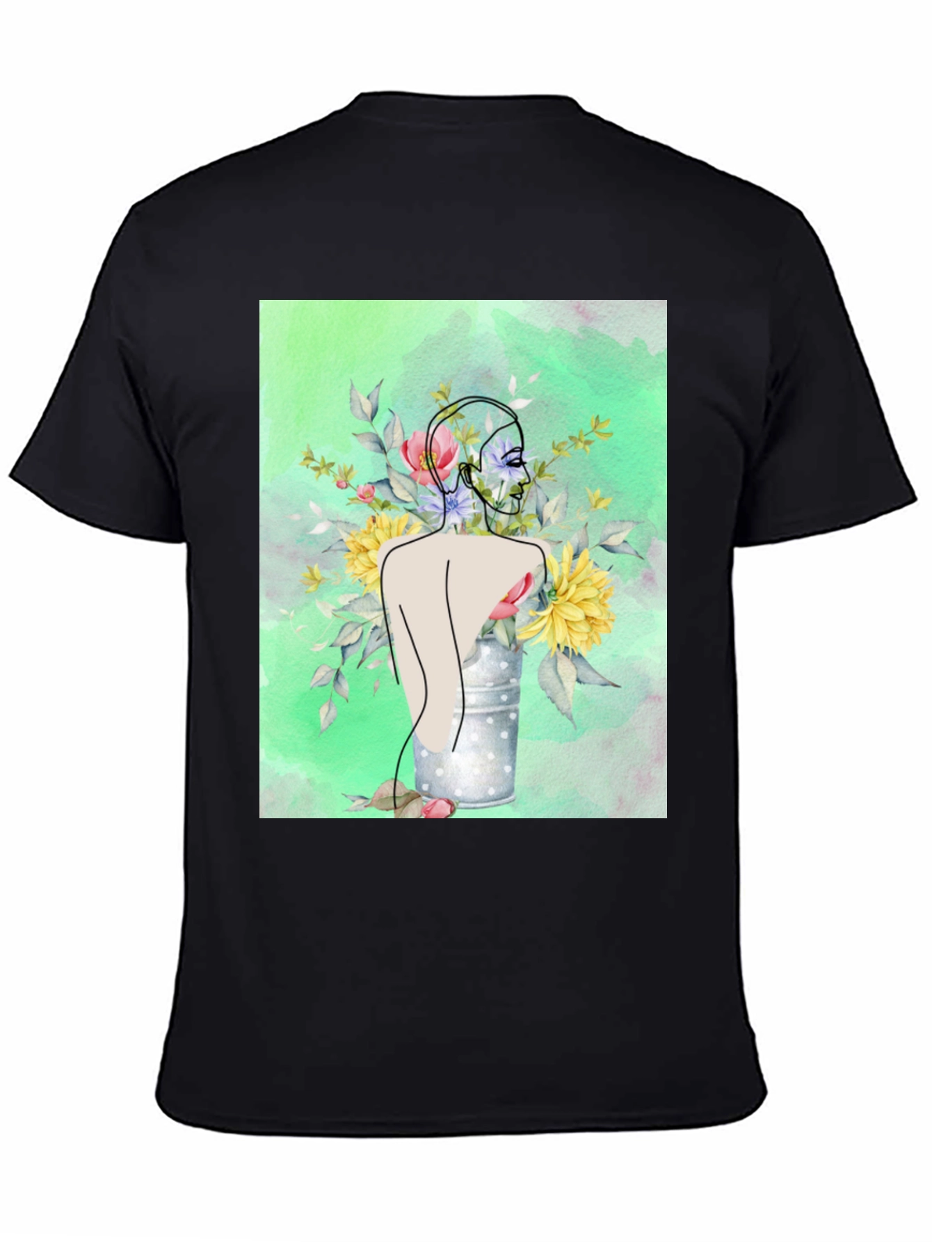 Floral Woman Graphic Tee - Modern Art Shirt