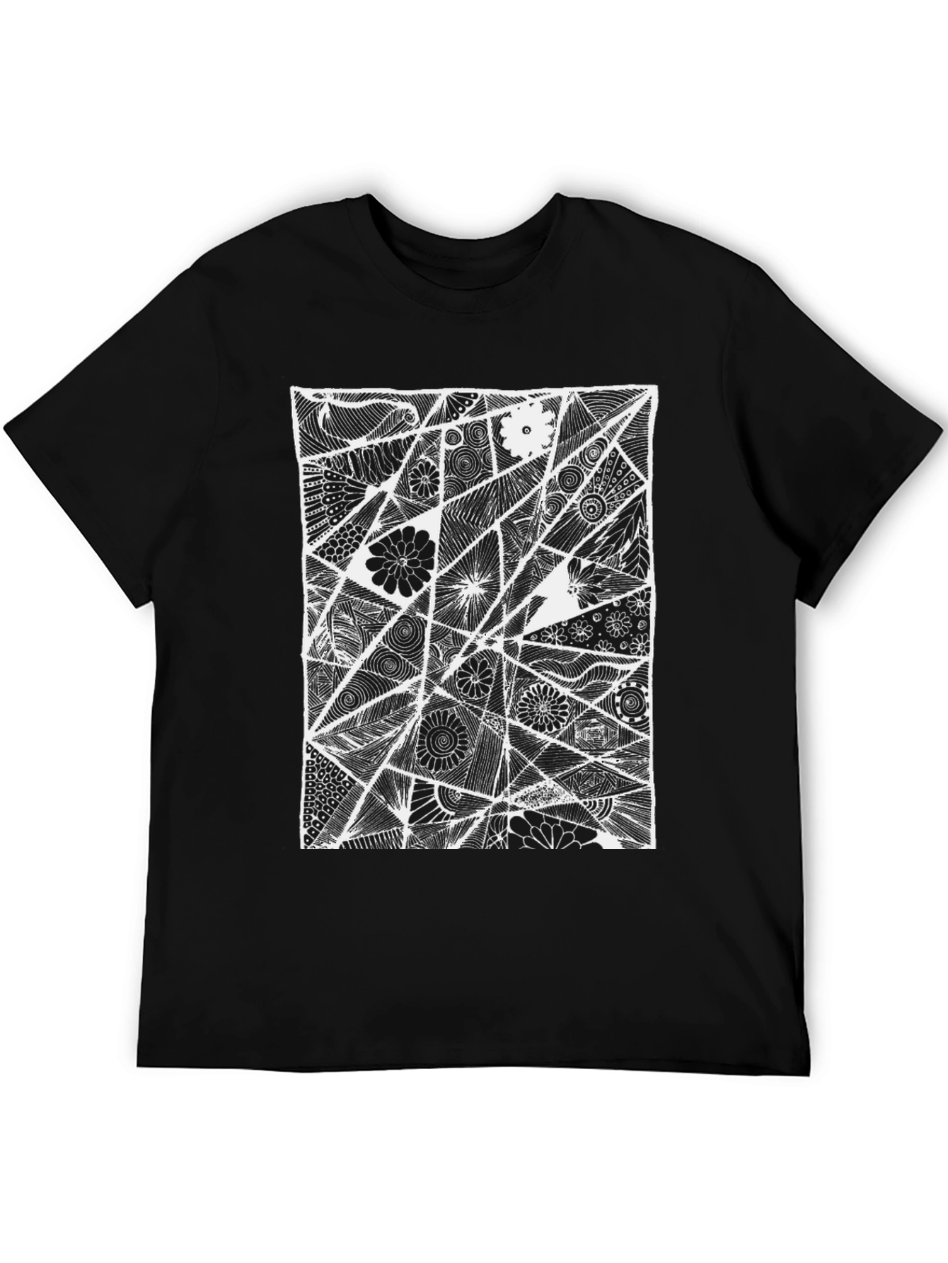 Abstract Floral Black T-Shirt