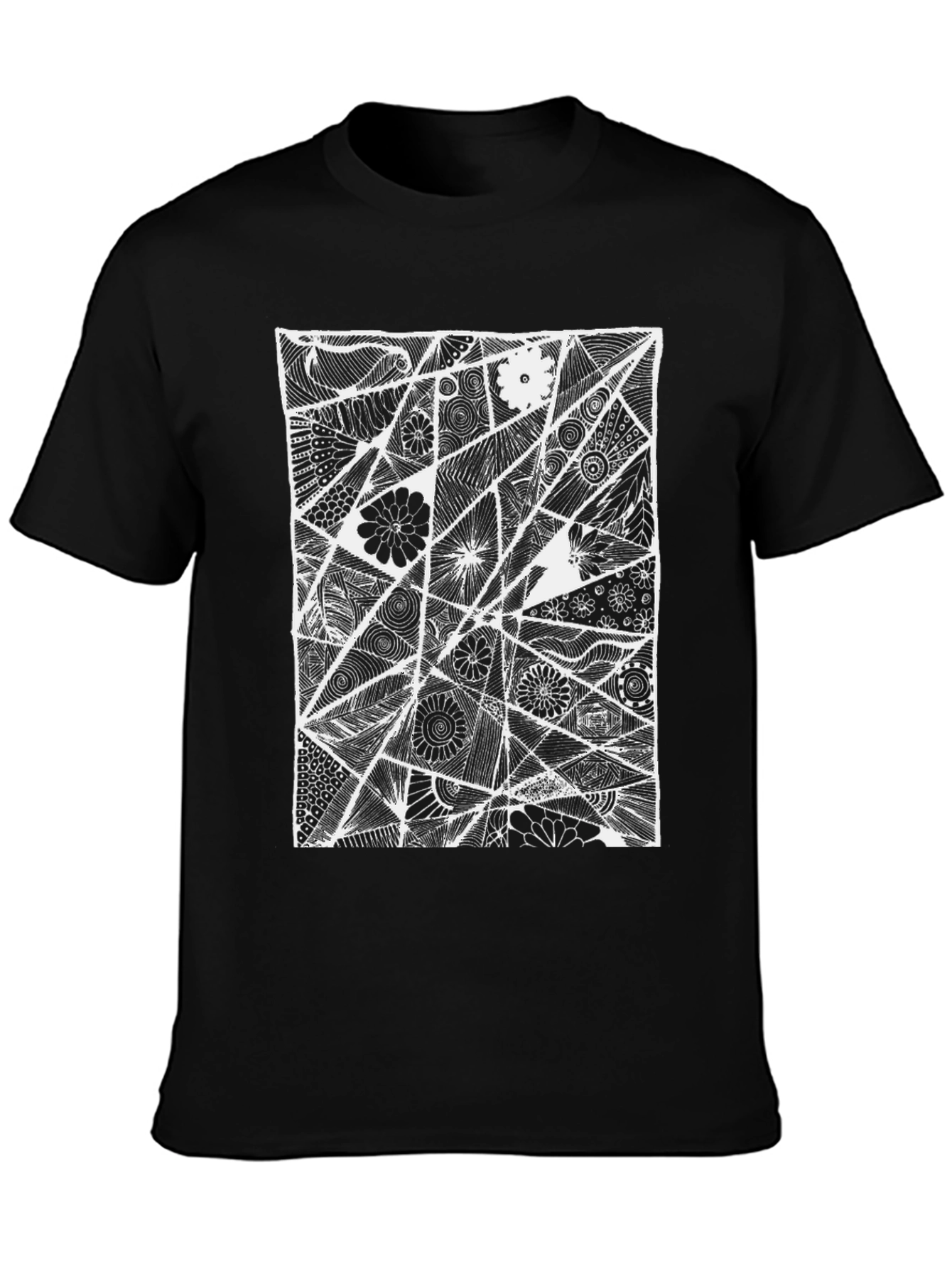 Abstract Floral Black T-Shirt