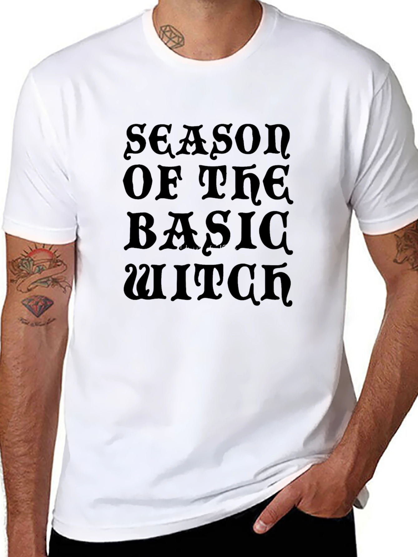 Basic Witch Season Graphic Tee - Black Cotton T-Shirt