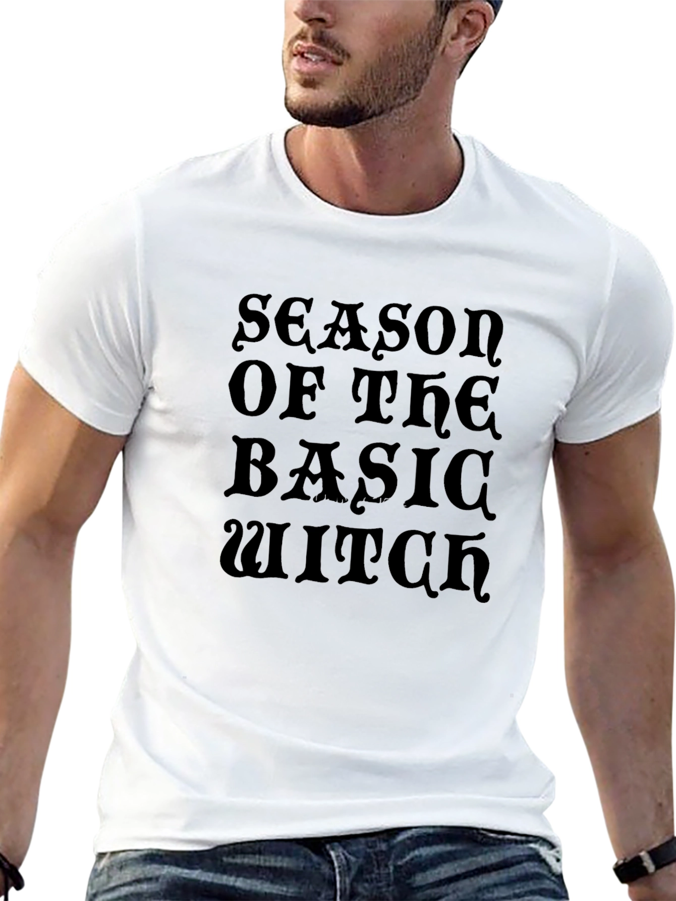 Basic Witch Season Graphic Tee - Black Cotton T-Shirt