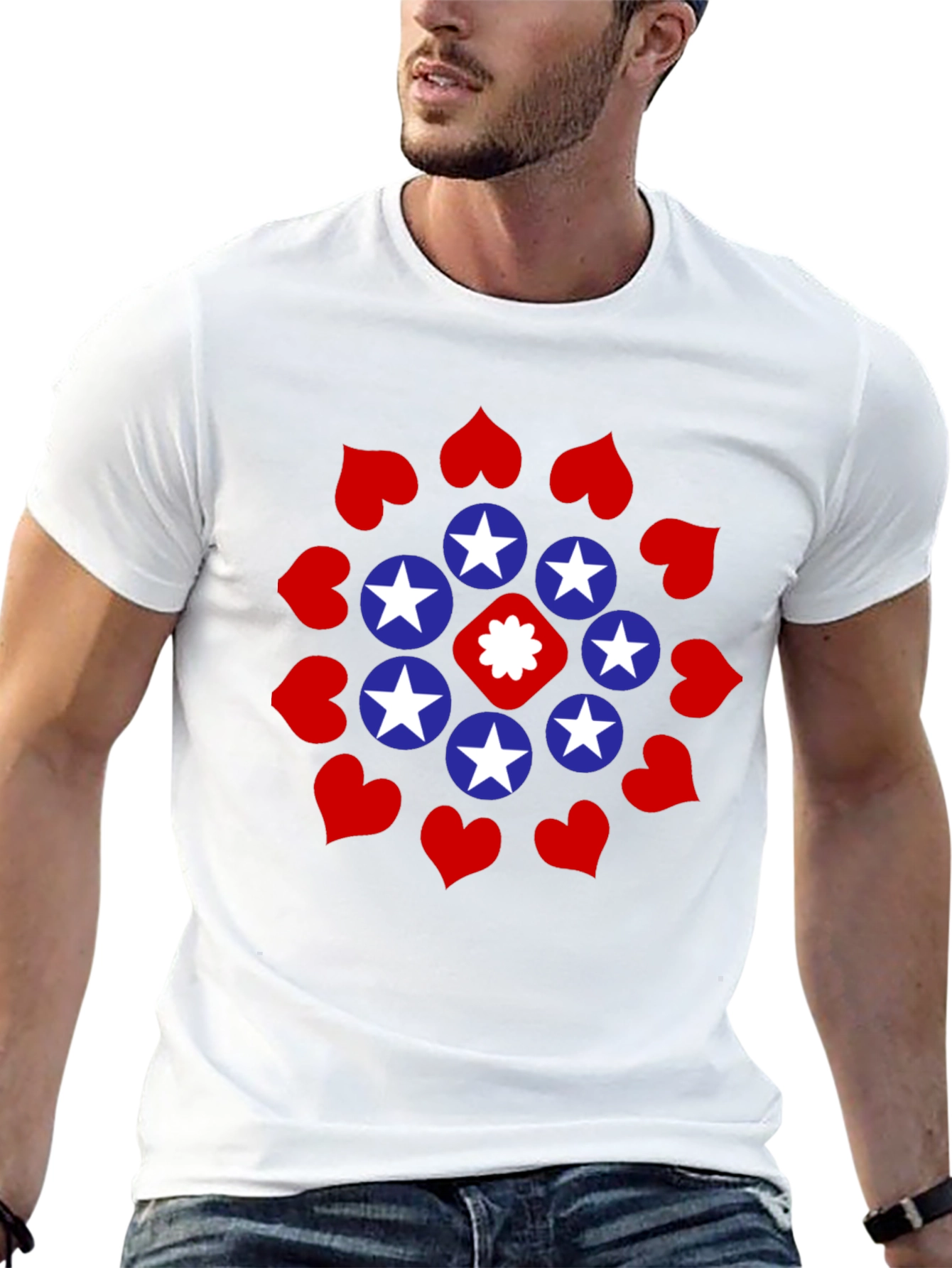 Stars and Hearts Black Graphic Tee