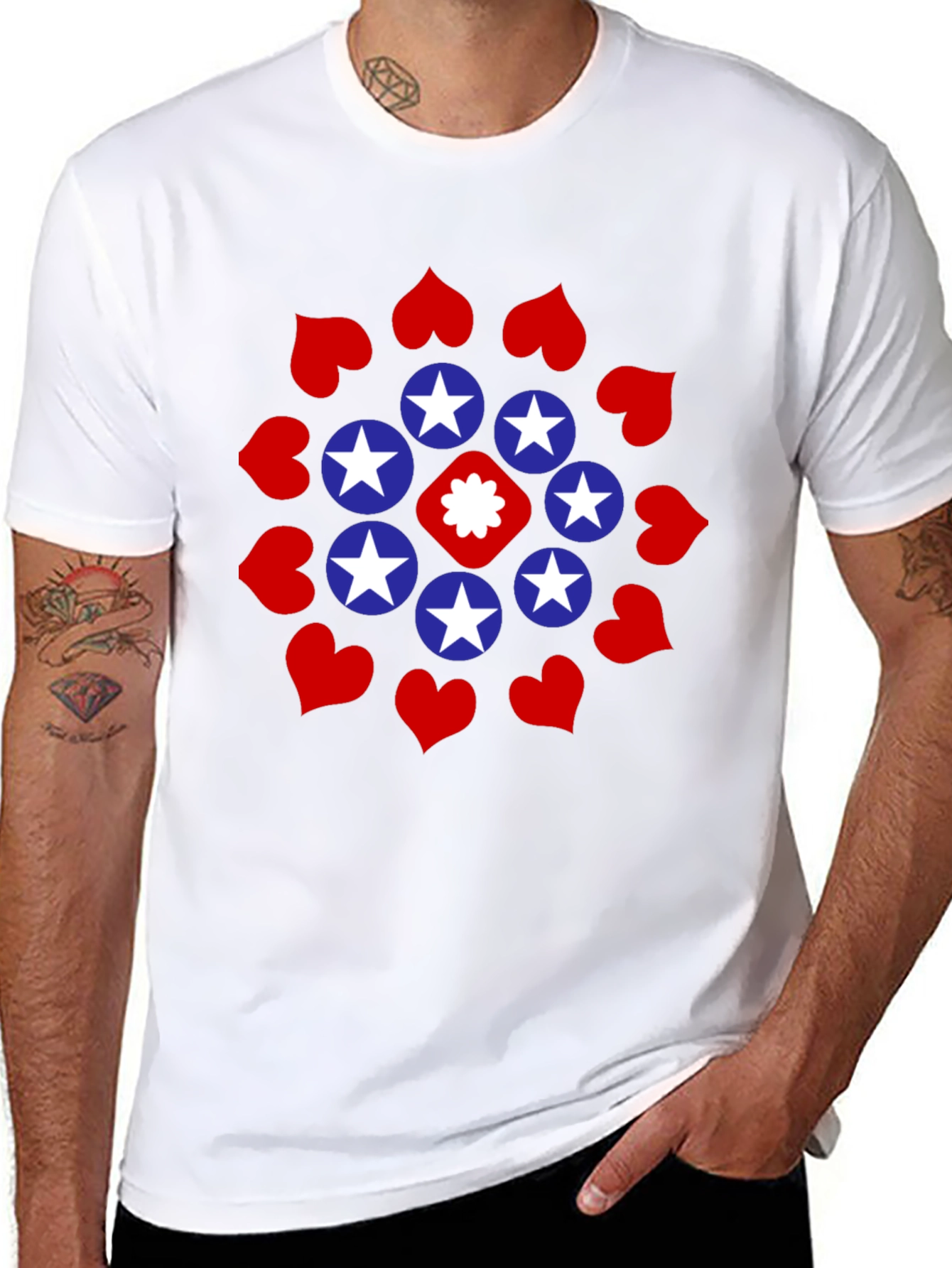 Stars and Hearts Black Graphic Tee