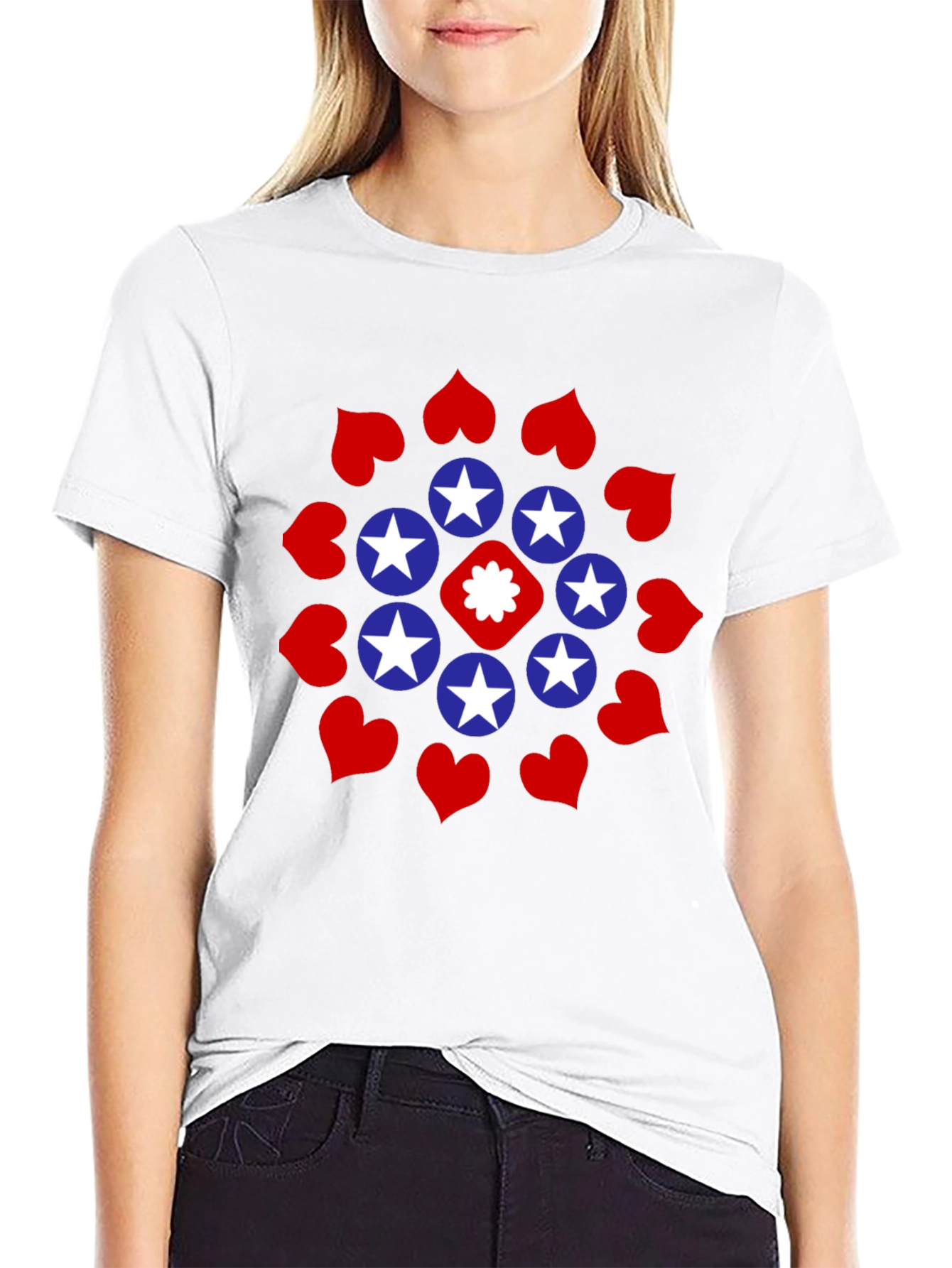 Stars and Hearts Black Graphic Tee