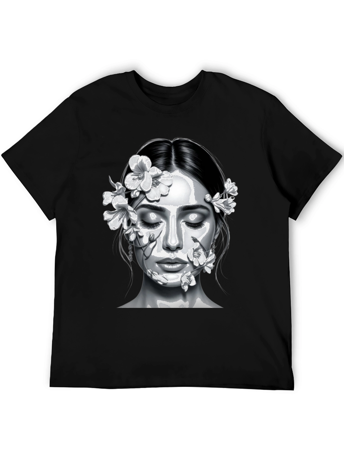 Floral Face Graphic Tee - Black