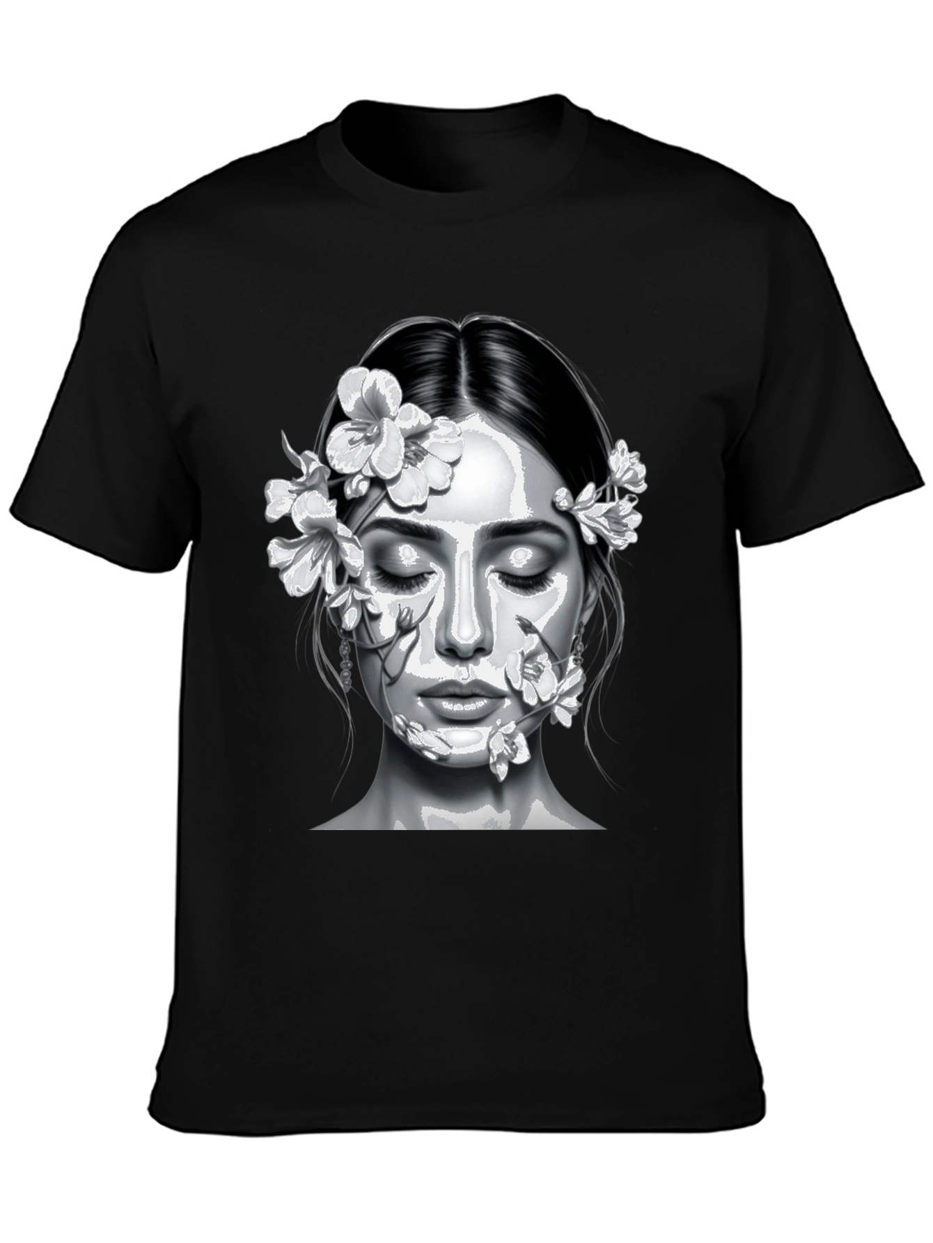 Floral Face Graphic Tee - Black