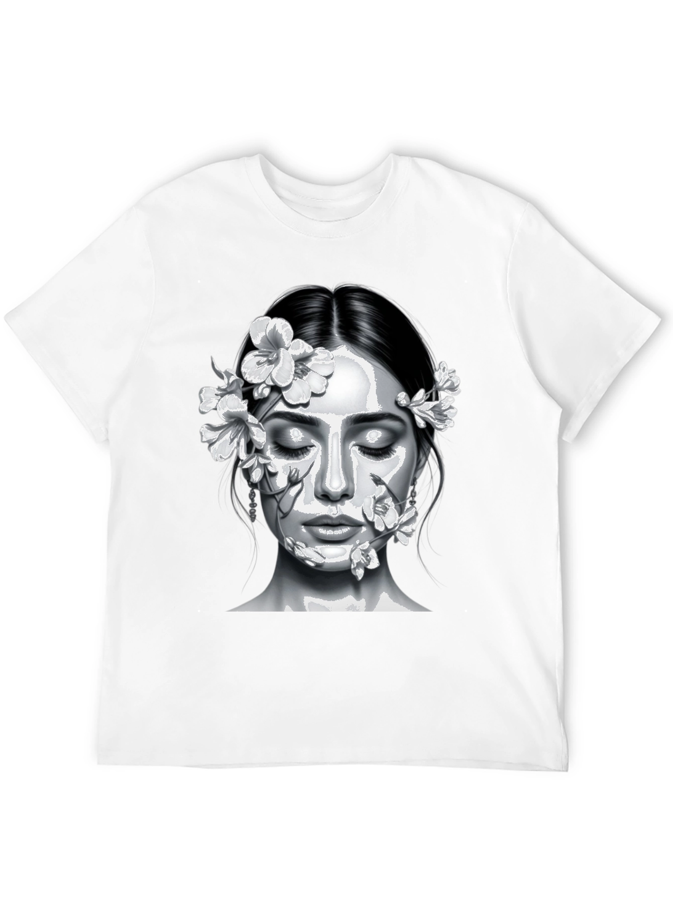 Floral Face Graphic Tee - Black
