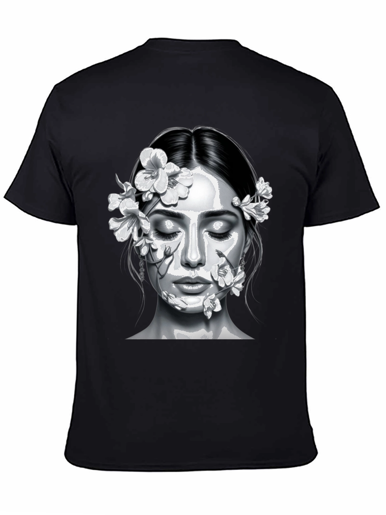 Floral Face Graphic Tee - Black