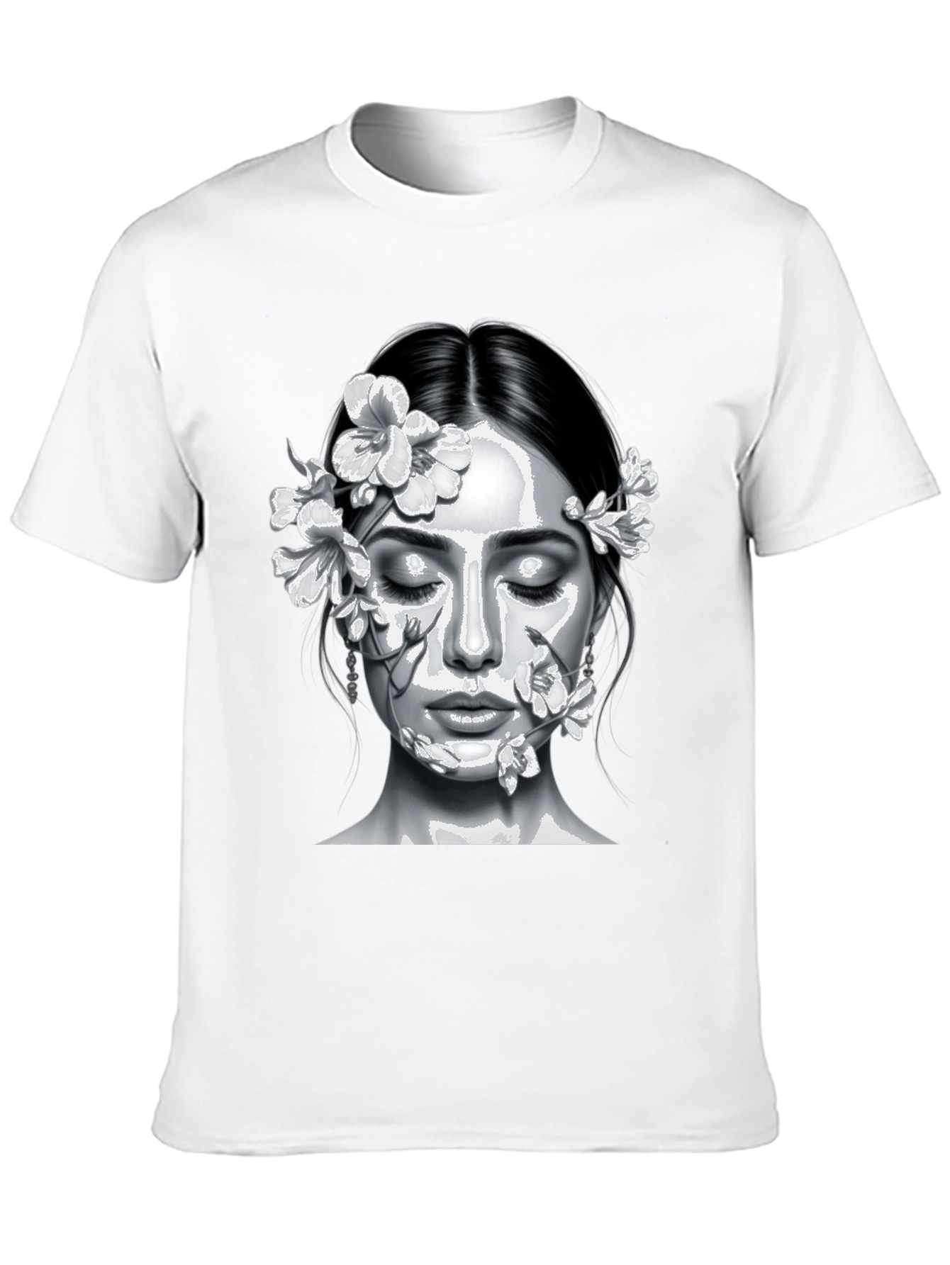 Floral Face Graphic Tee - Black