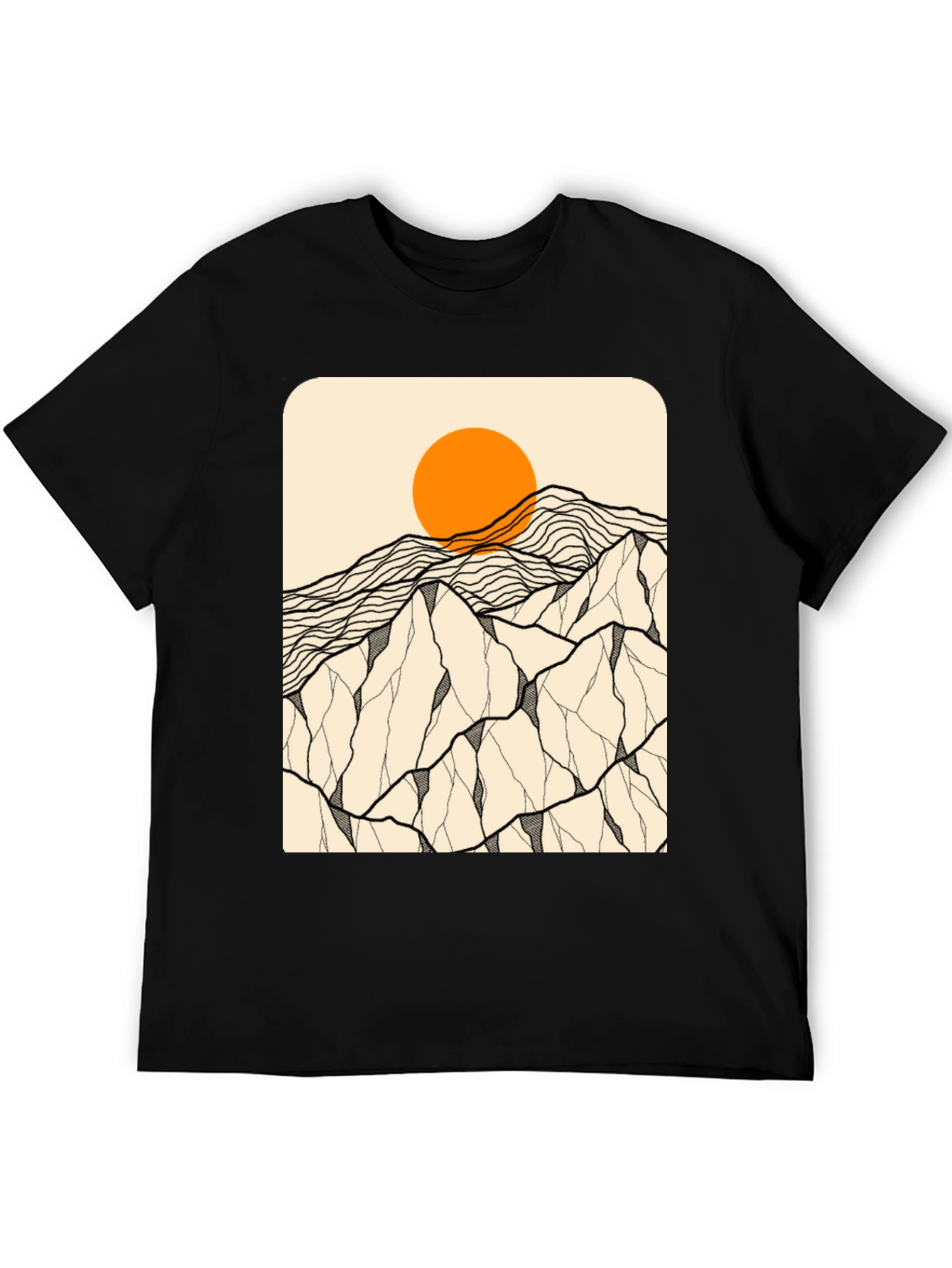Mountainscape Graphic Tee - Black Cotton Blend