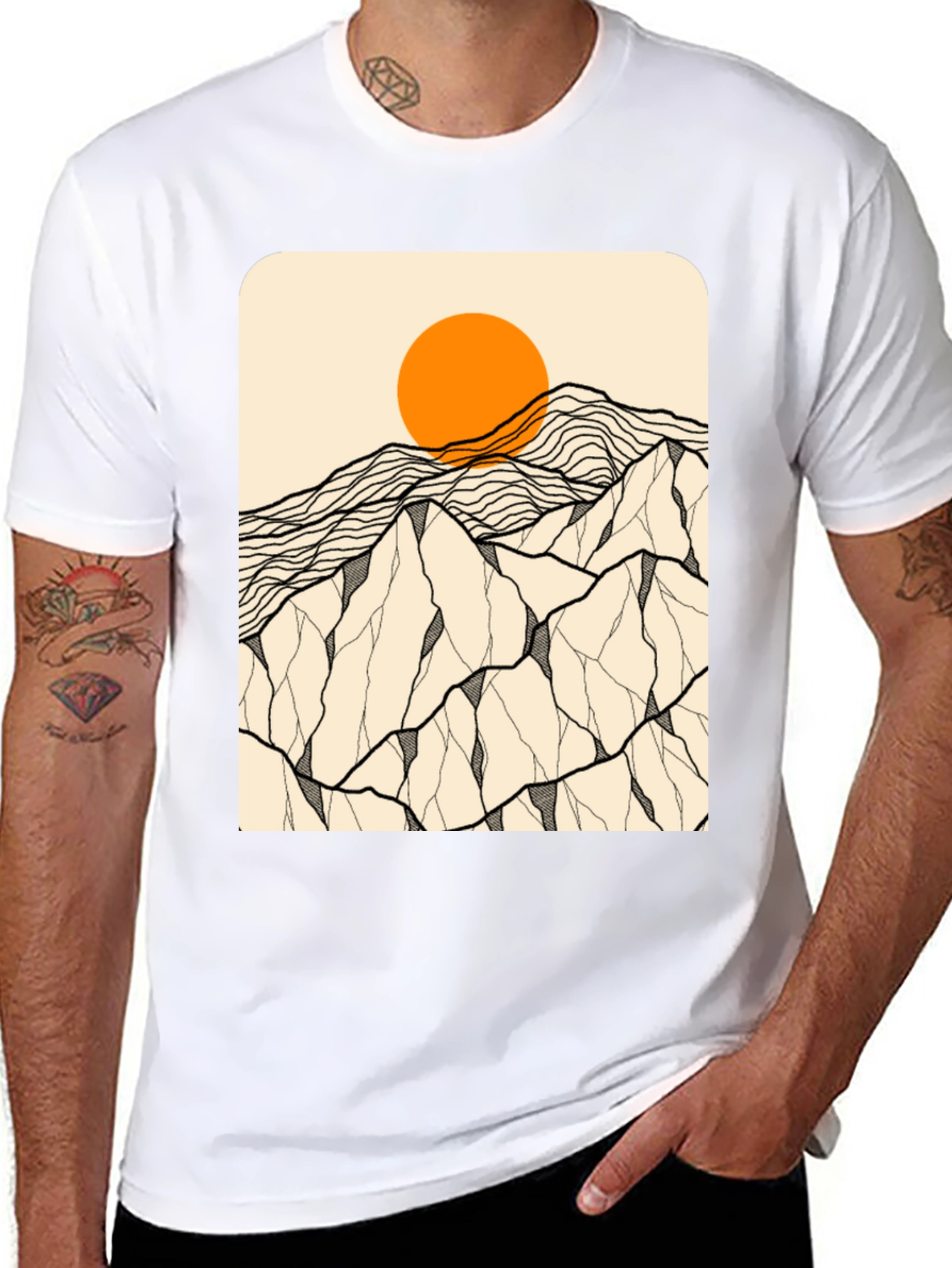 Mountainscape Graphic Tee - Black Cotton Blend