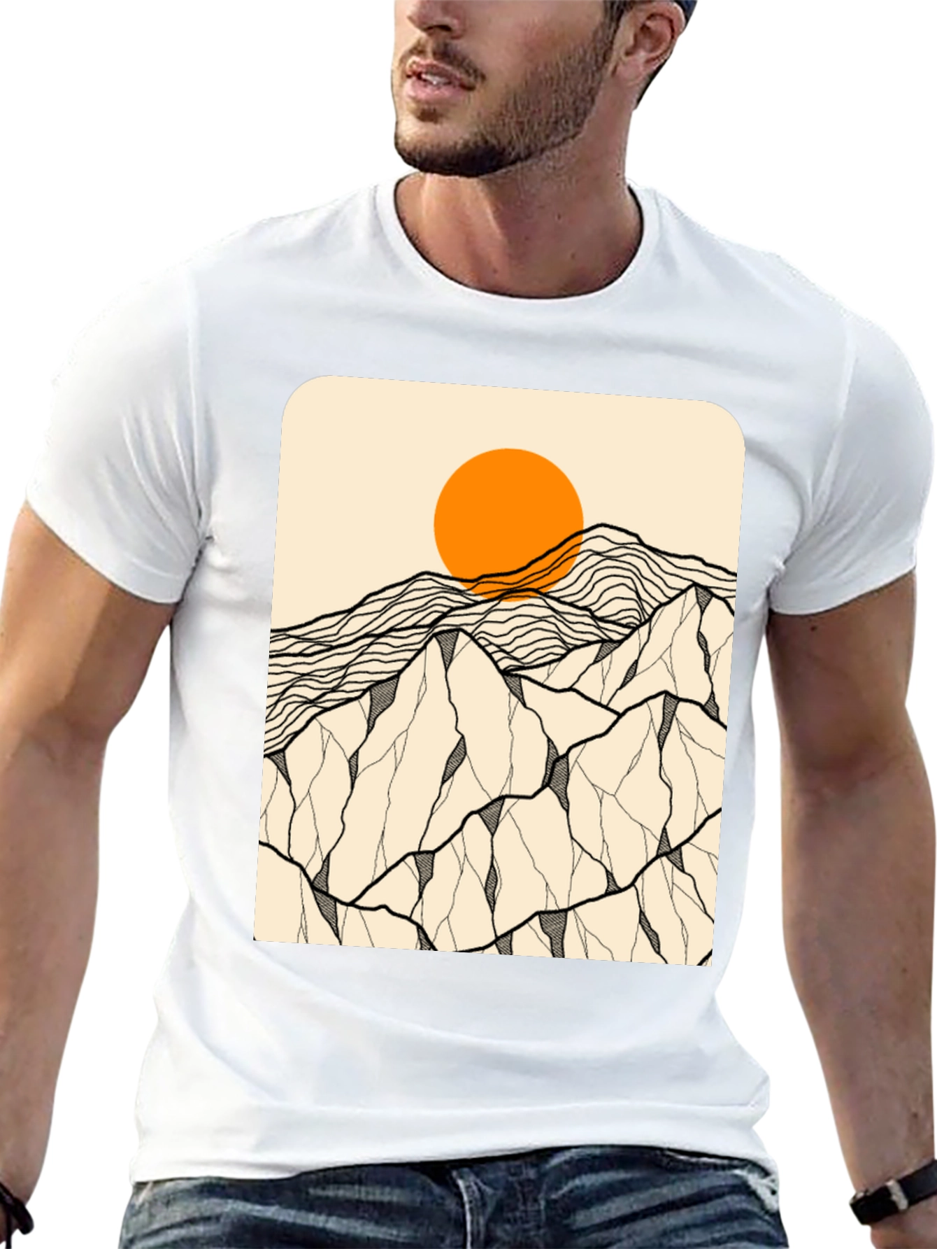 Mountainscape Graphic Tee - Black Cotton Blend