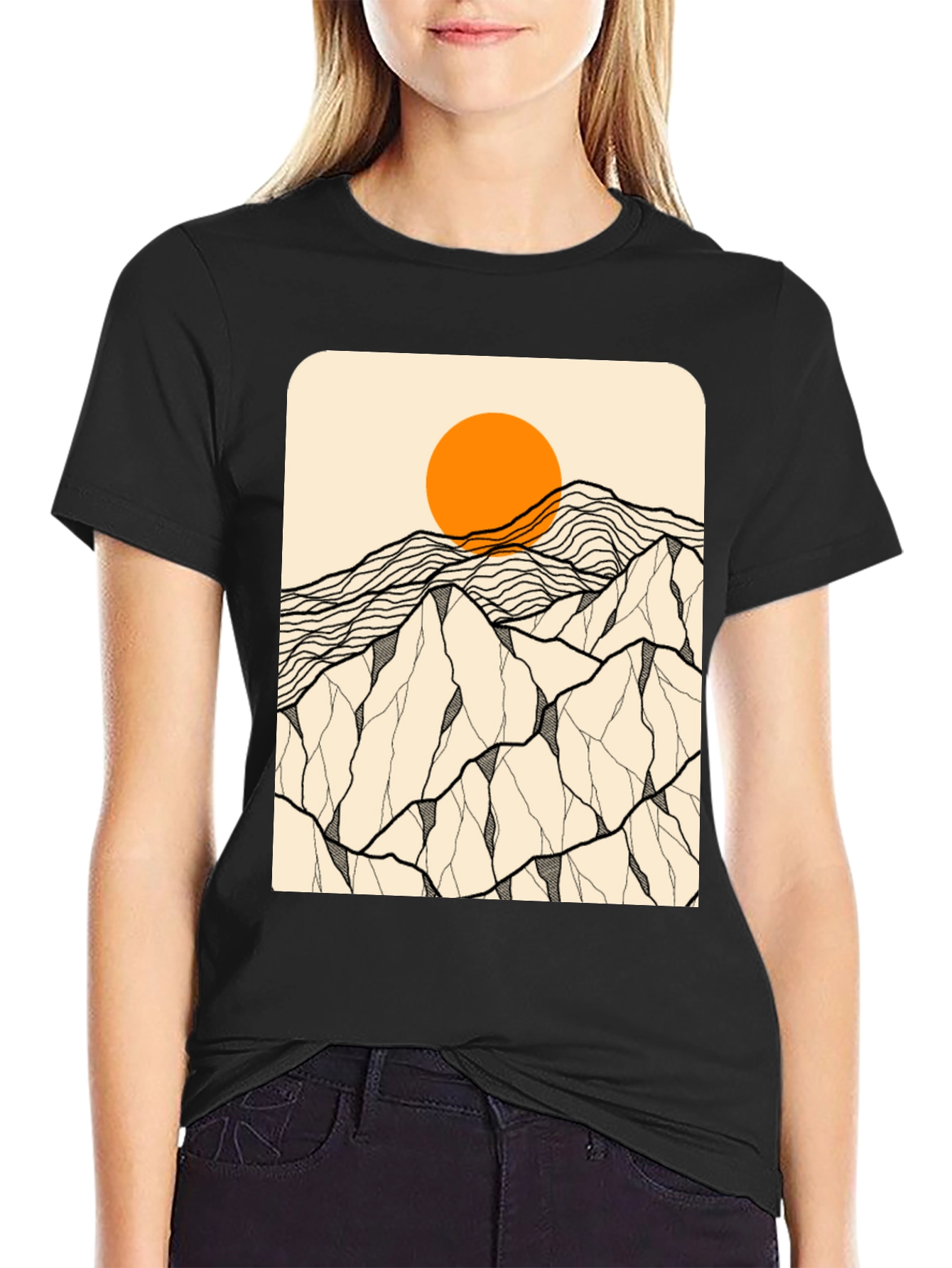Mountainscape Graphic Tee - Black Cotton Blend