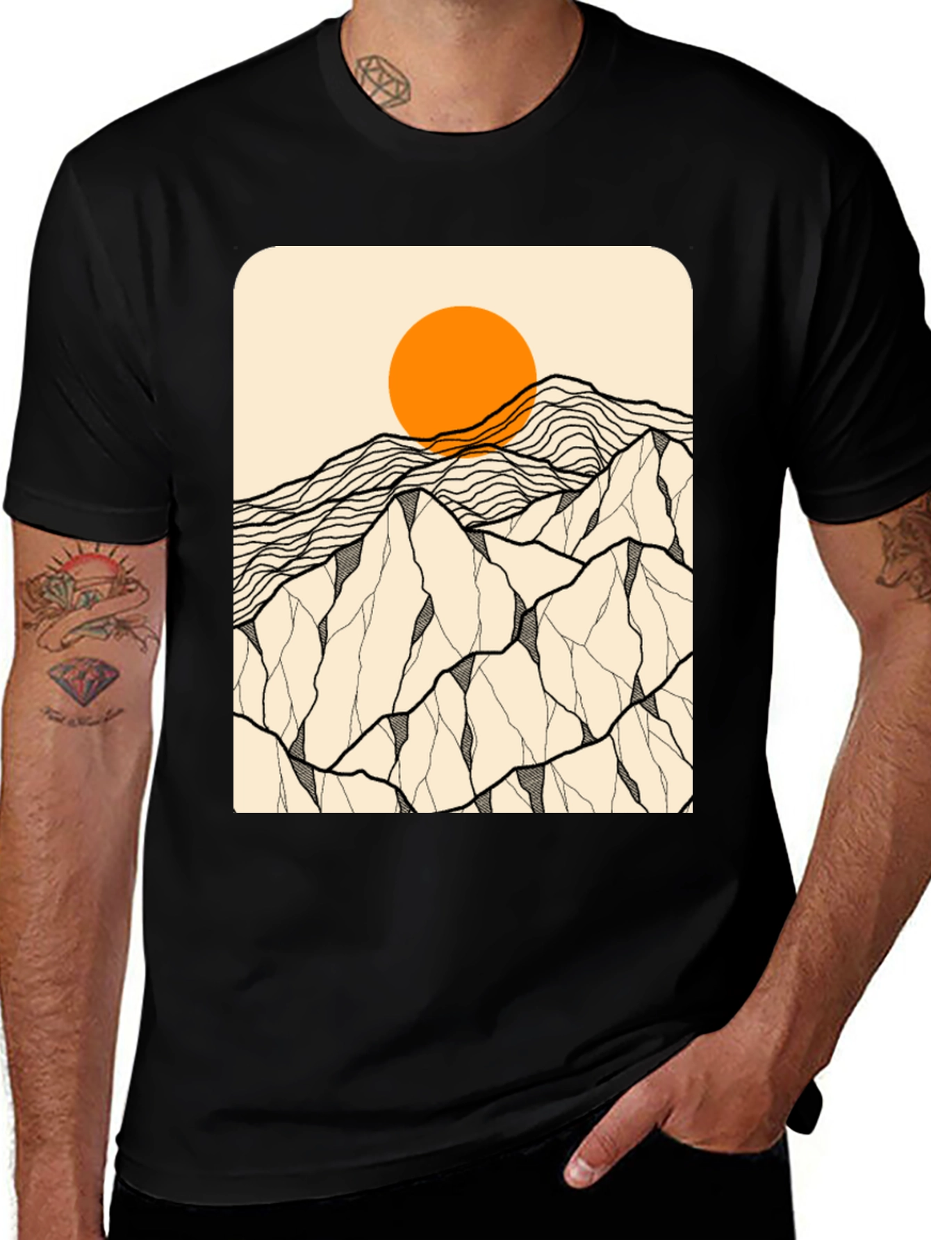 Mountainscape Graphic Tee - Black Cotton Blend