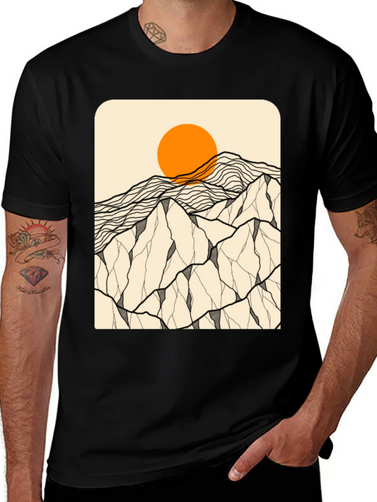 Mountainscape Graphic Tee - Black Cotton Blend
