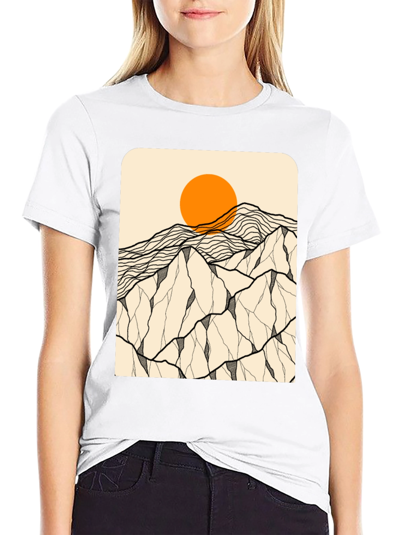 Mountainscape Graphic Tee - Black Cotton Blend