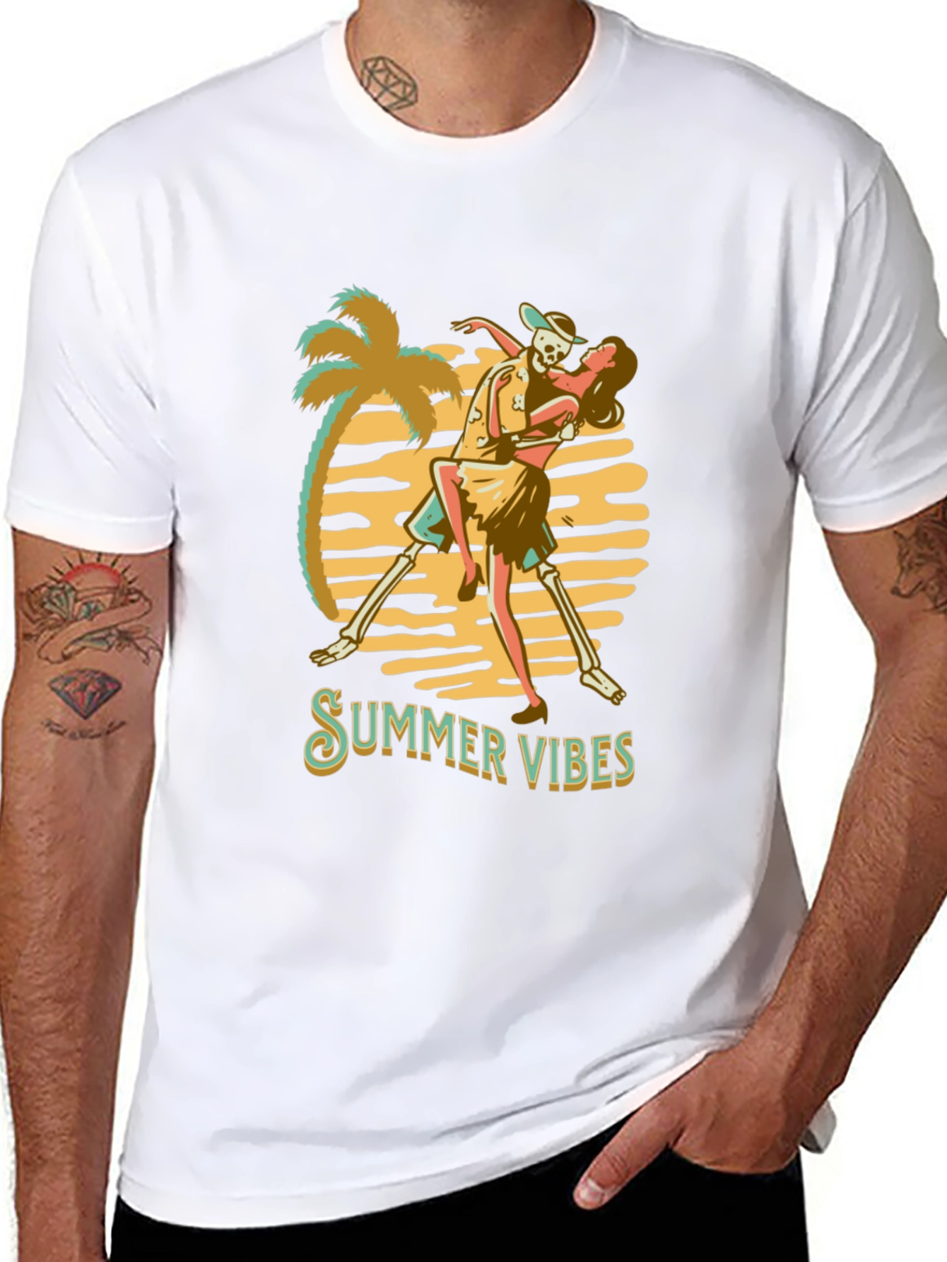 Summer Vibes Graphic Tee - Skeleton Dance