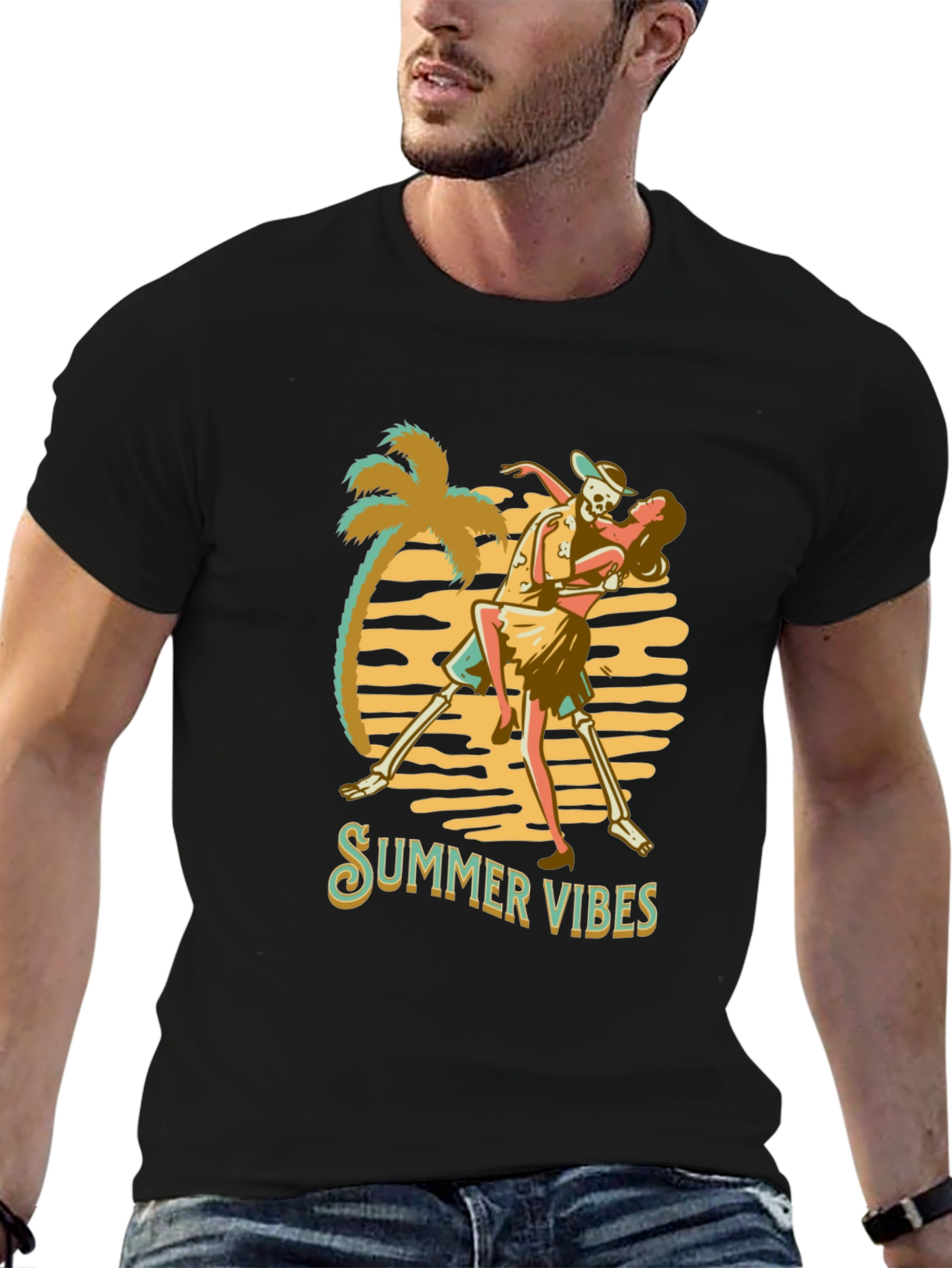 Summer Vibes Graphic Tee - Skeleton Dance