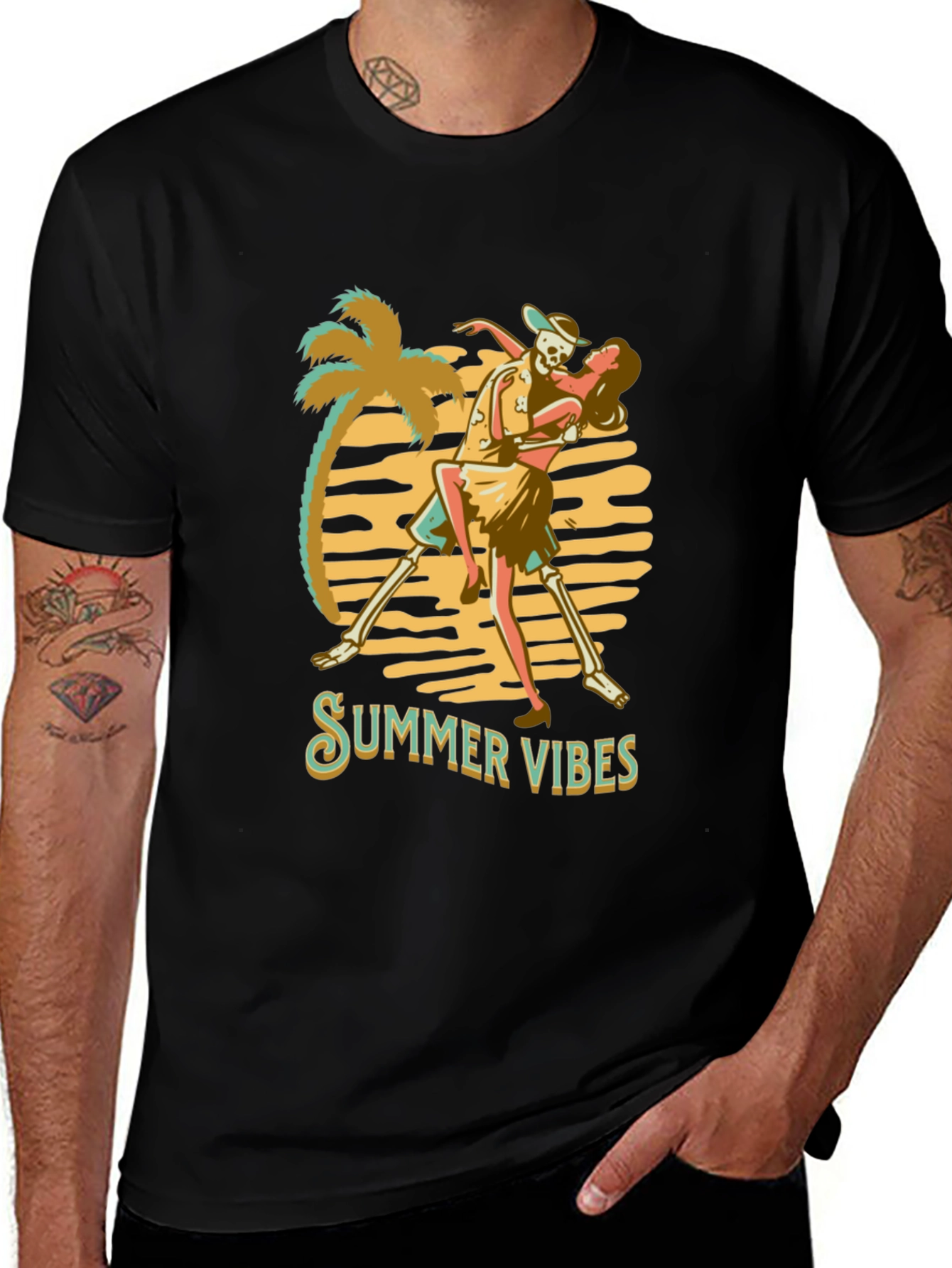 Summer Vibes Graphic Tee - Skeleton Dance