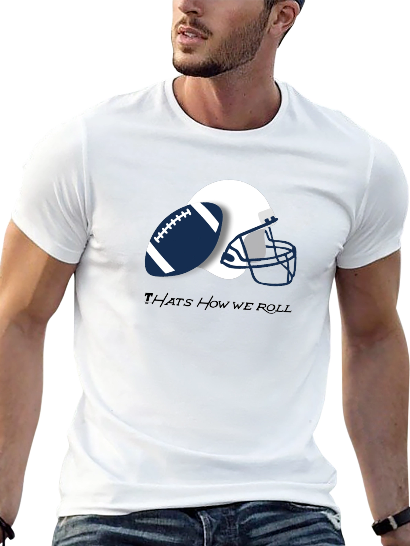 Football Helmet & Ball Graphic T-Shirt