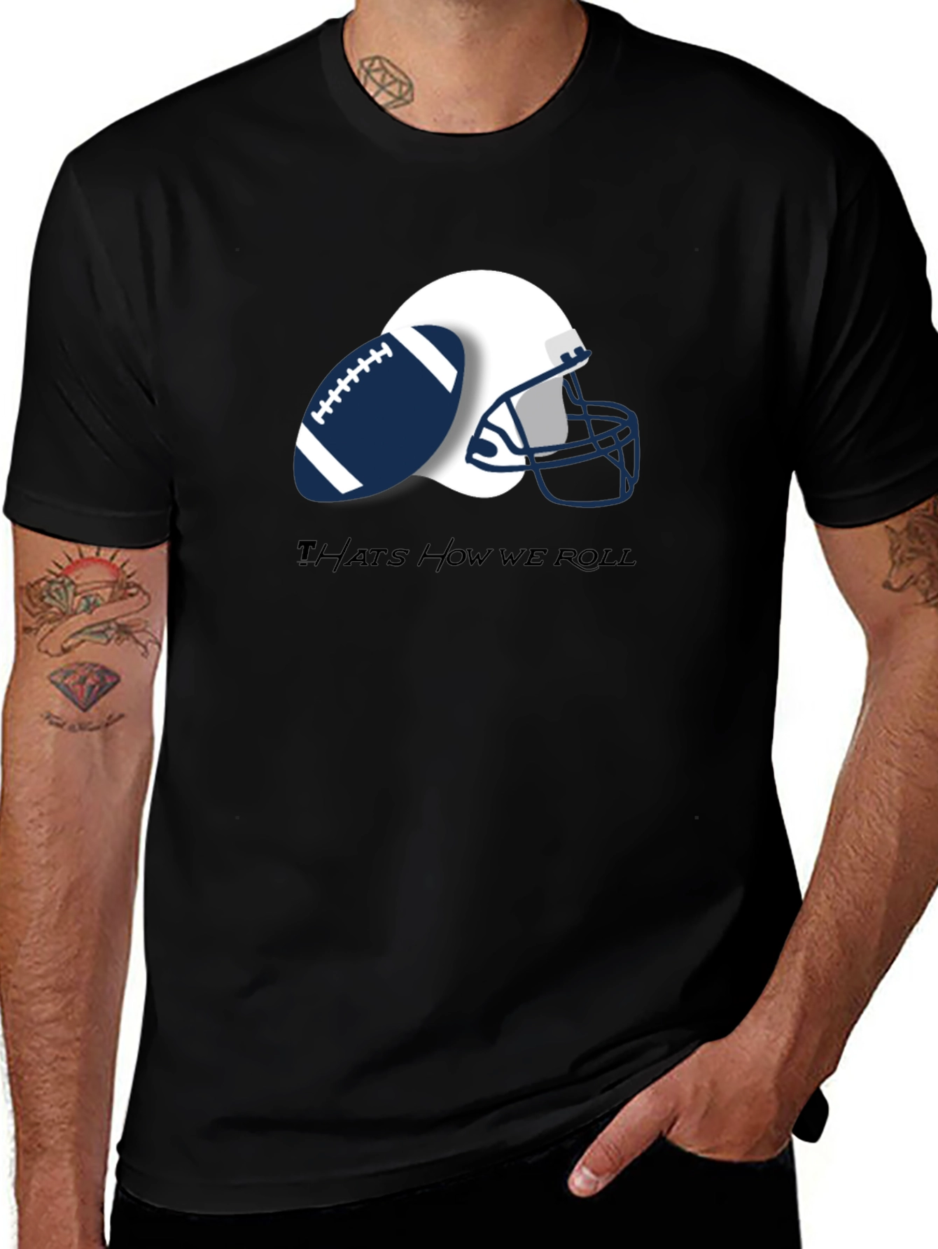 Football Helmet & Ball Graphic T-Shirt