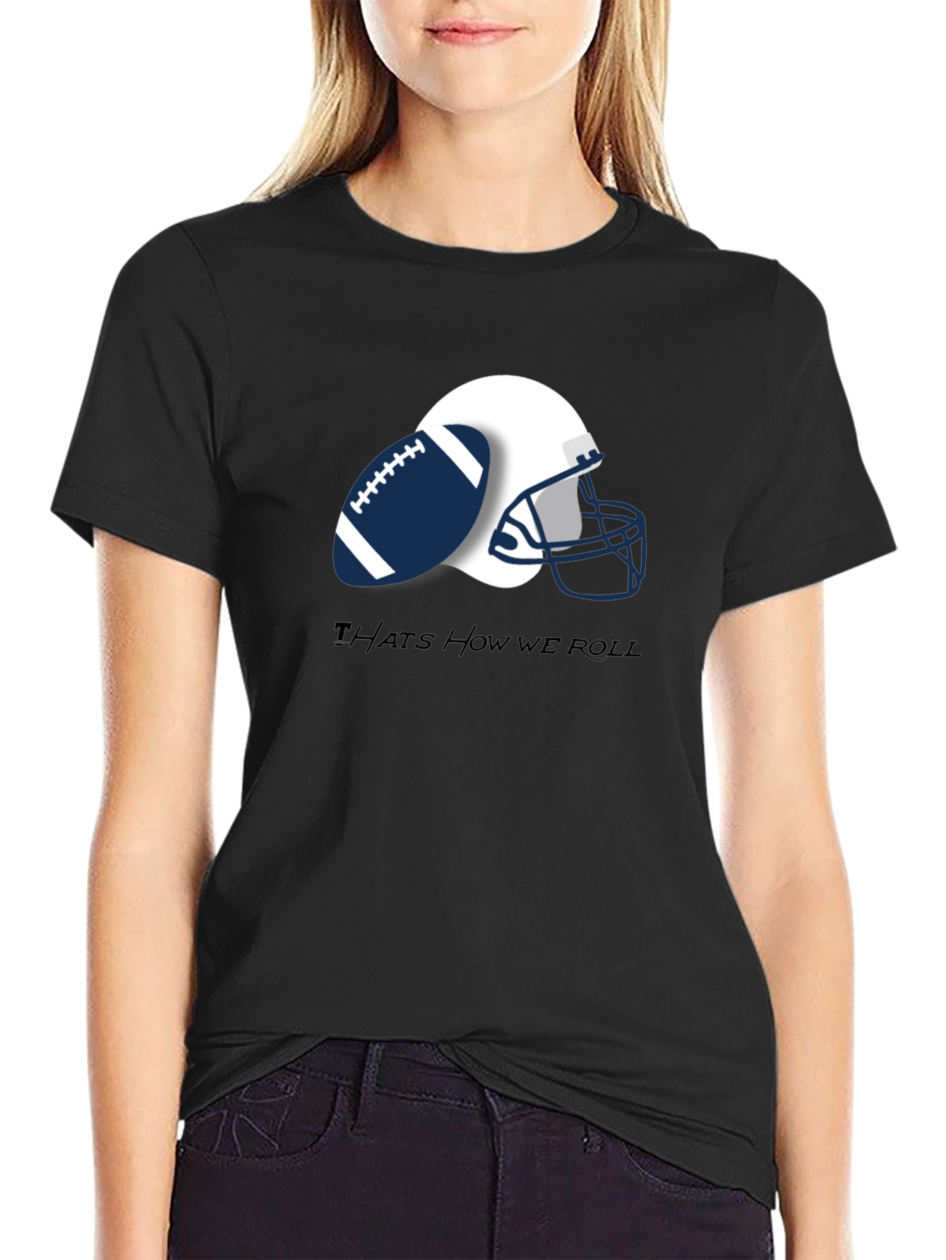 Football Helmet & Ball Graphic T-Shirt