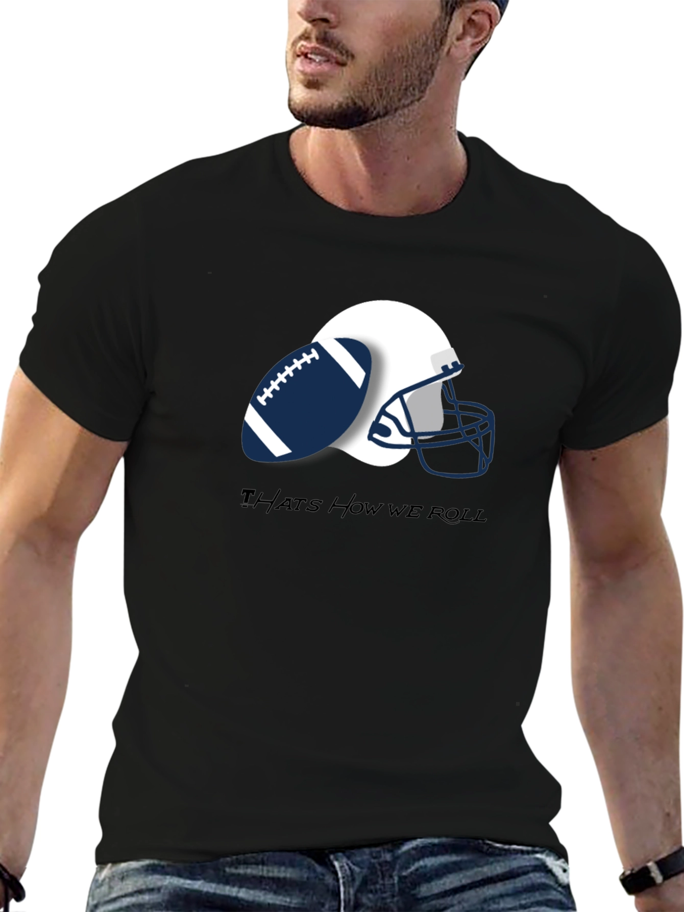 Football Helmet & Ball Graphic T-Shirt