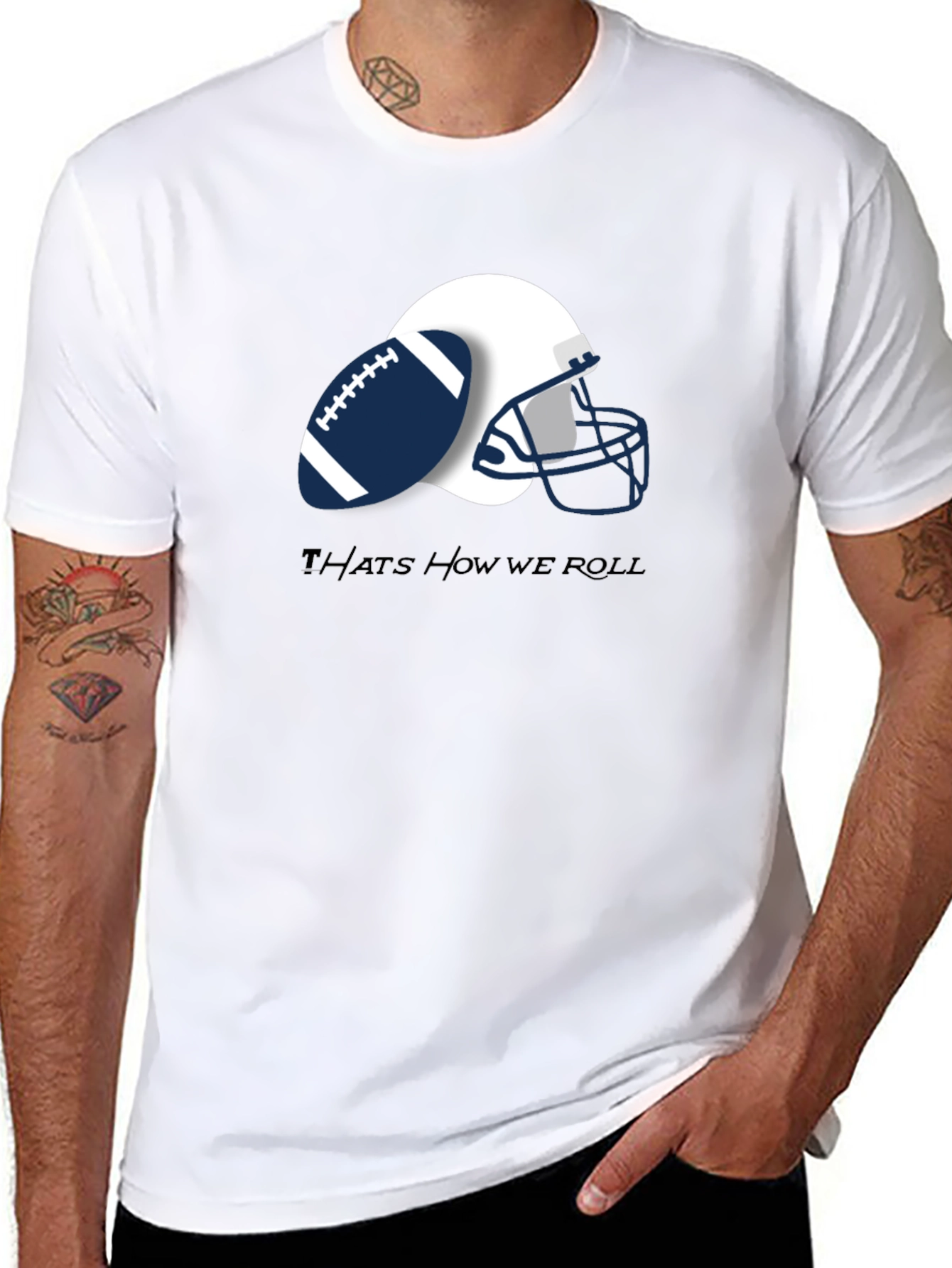 Football Helmet & Ball Graphic T-Shirt