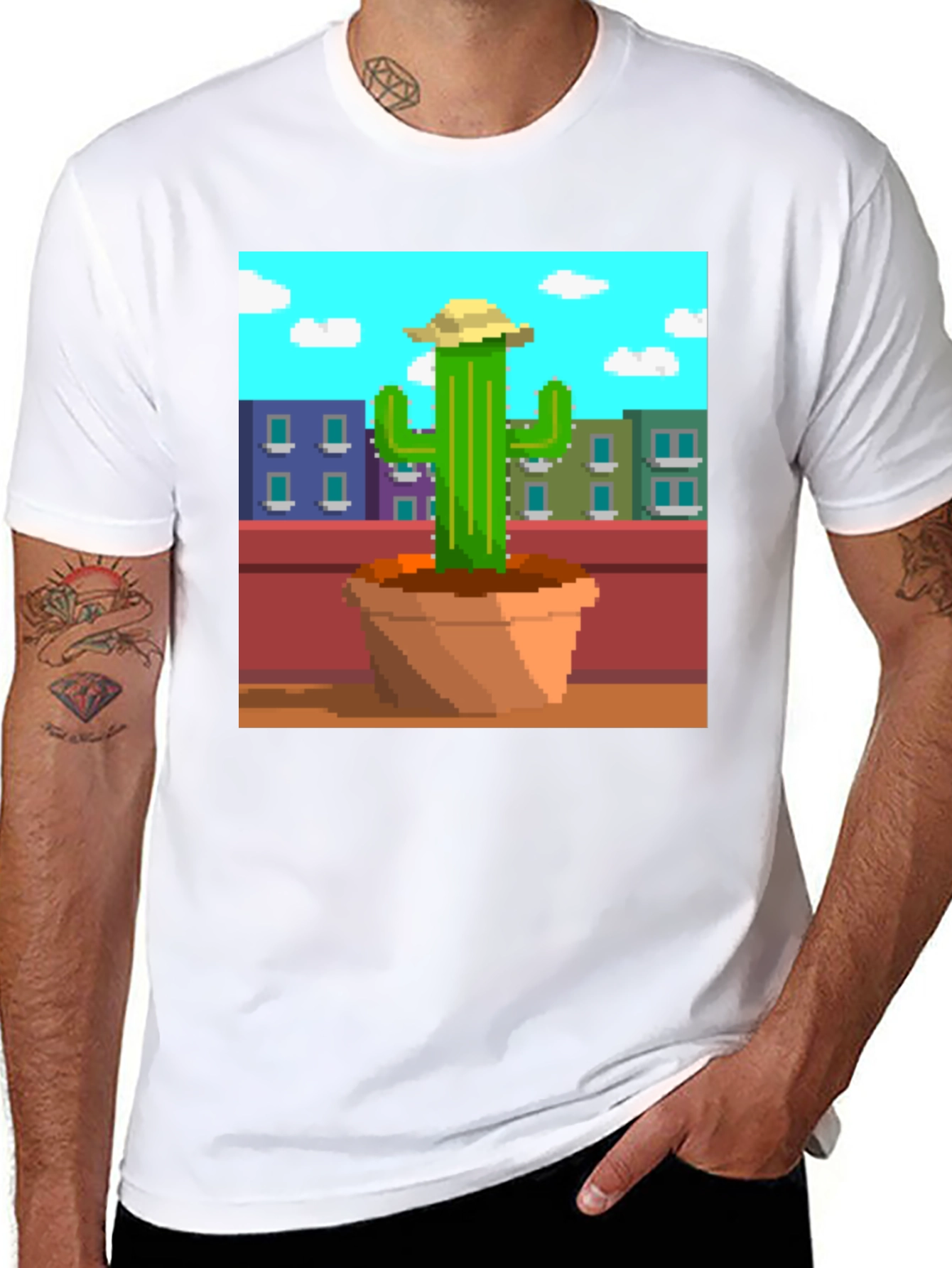 Pixel Cactus T-Shirt - Retro Gaming Style