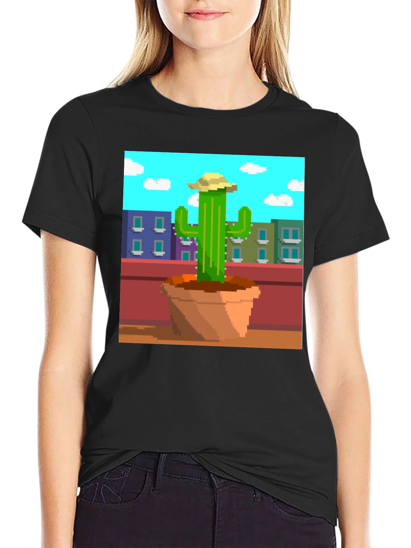 Pixel Cactus T-Shirt - Retro Gaming Style