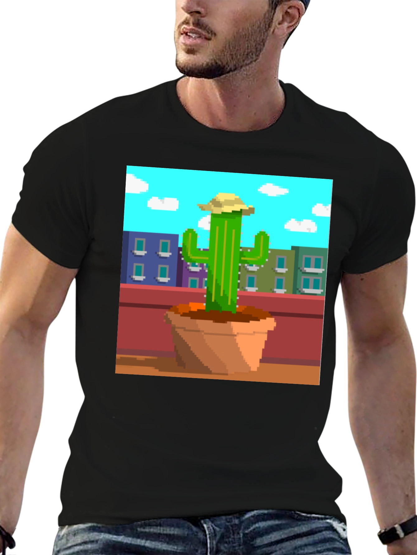 Pixel Cactus T-Shirt - Retro Gaming Style