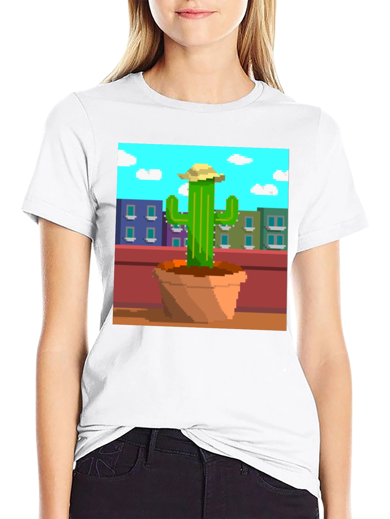 Pixel Cactus T-Shirt - Retro Gaming Style
