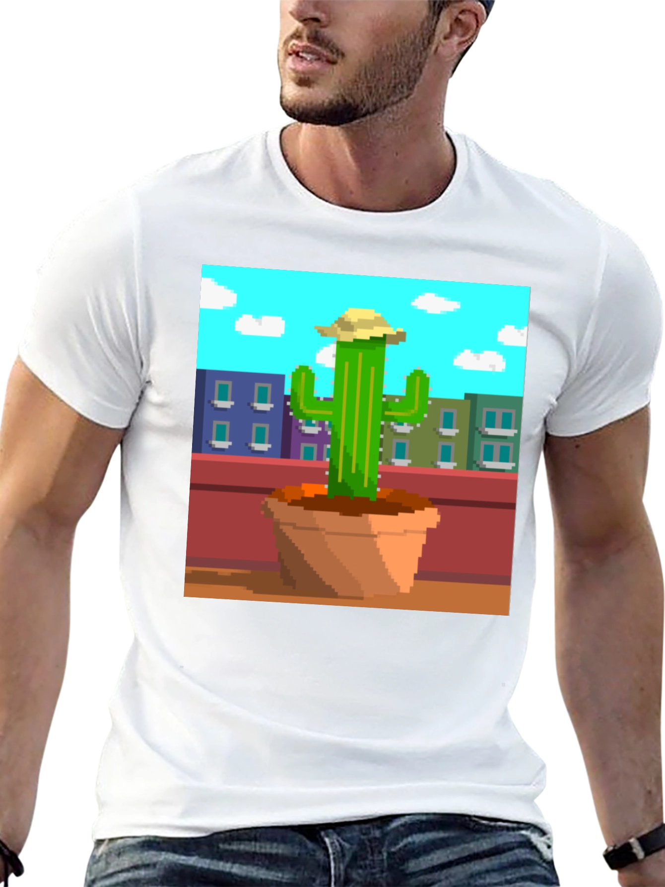 Pixel Cactus T-Shirt - Retro Gaming Style