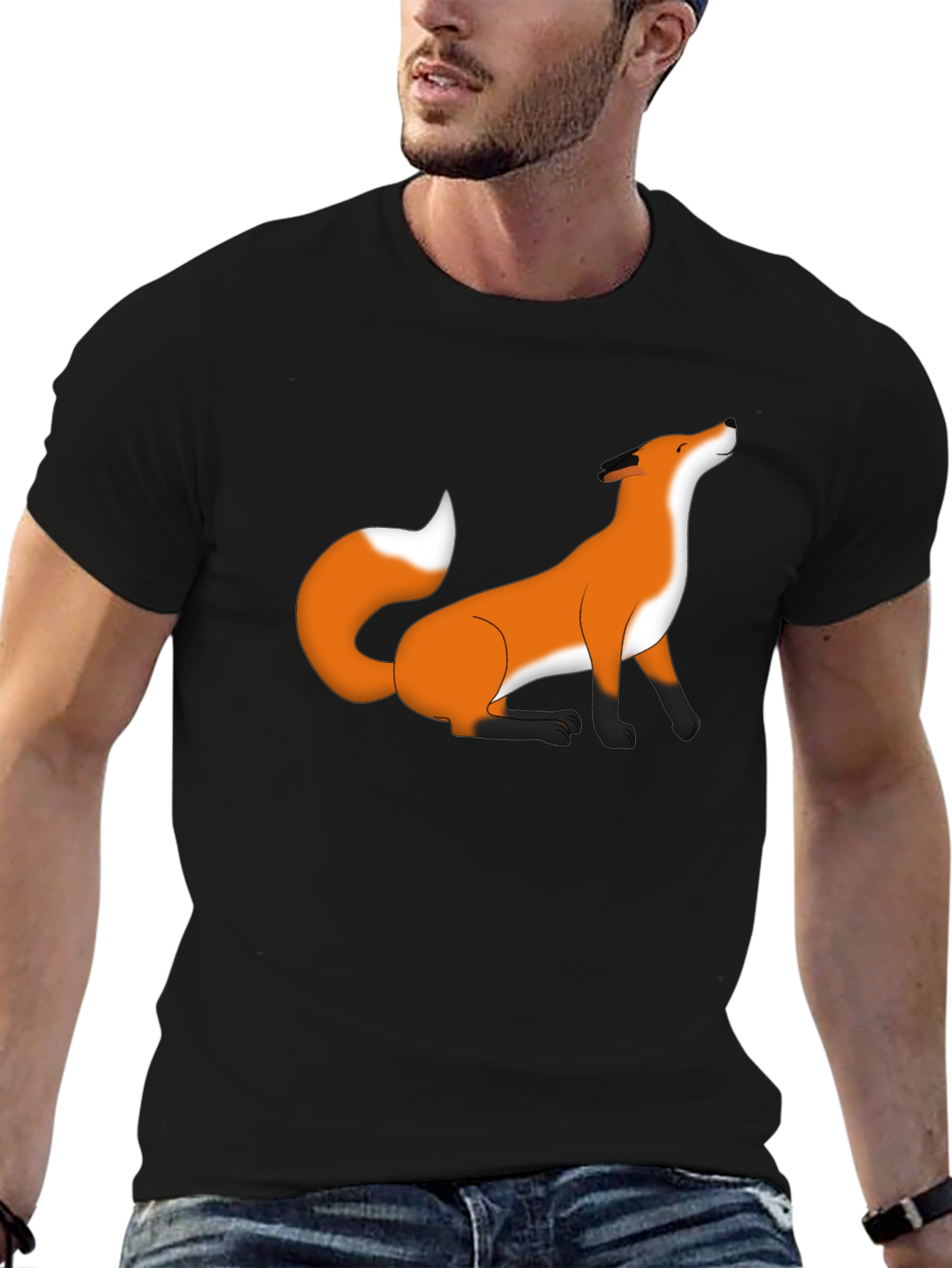 Fox Graphic Black T-Shirt - Unique Animal Print