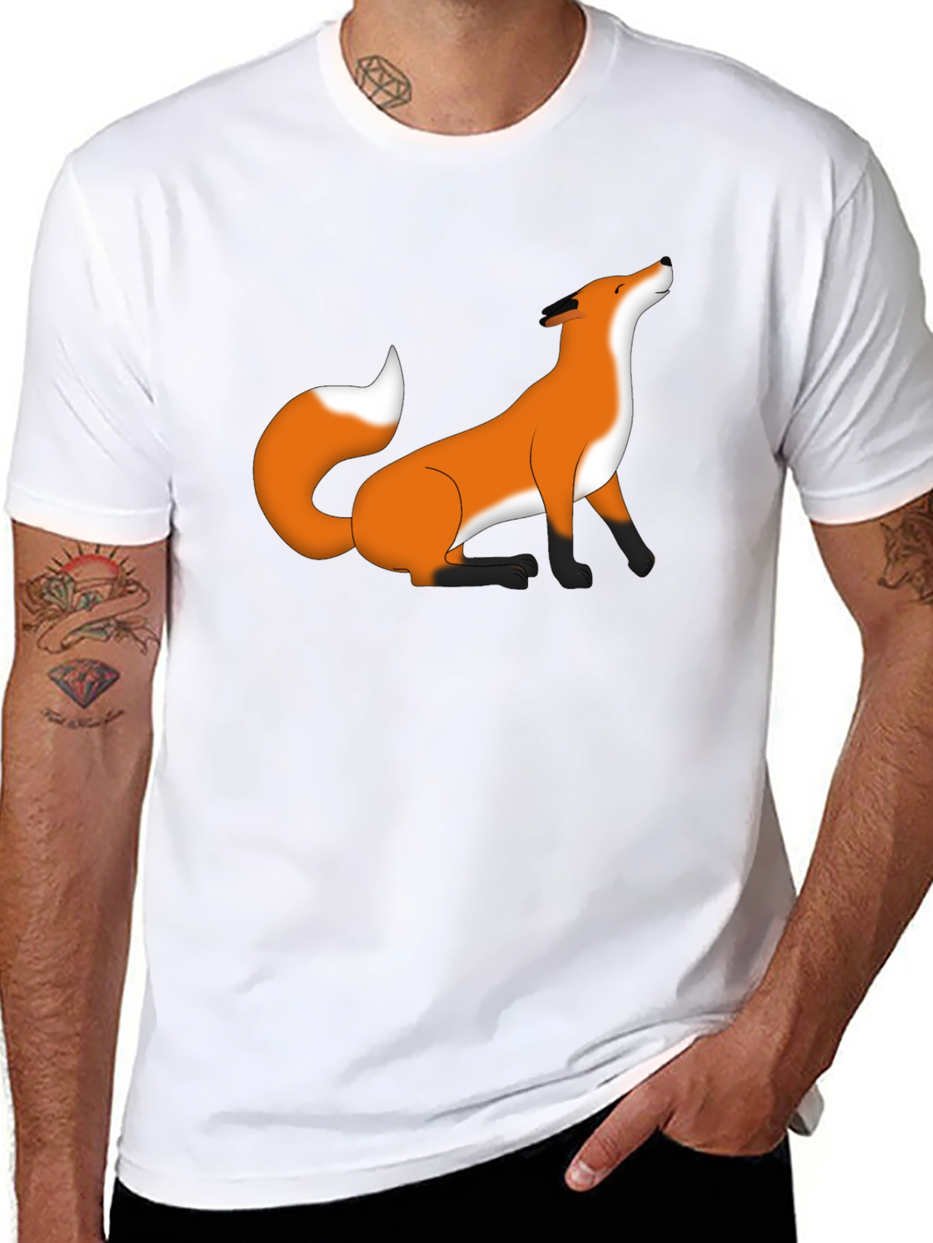 Fox Graphic Black T-Shirt - Unique Animal Print