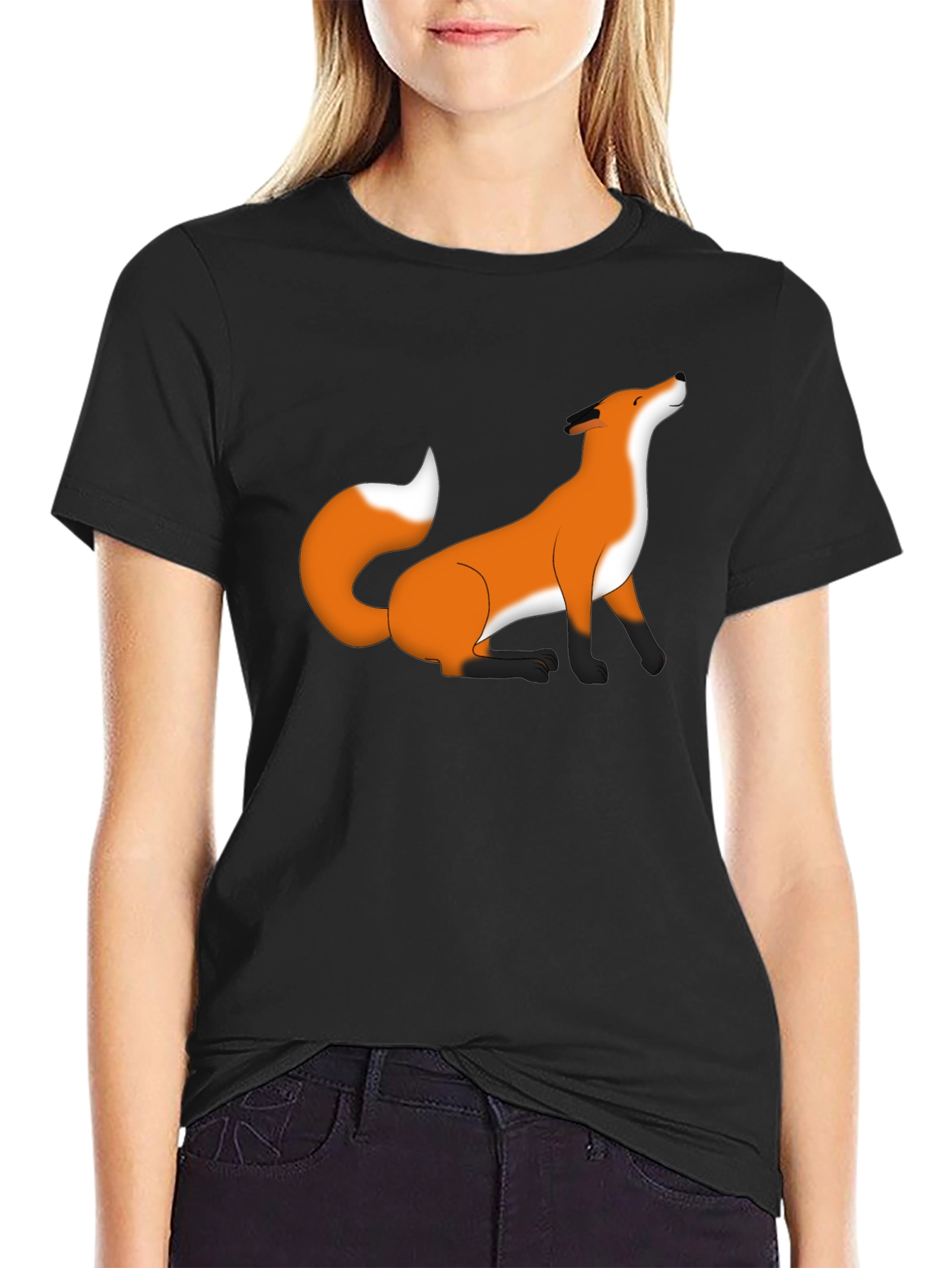 Fox Graphic Black T-Shirt - Unique Animal Print