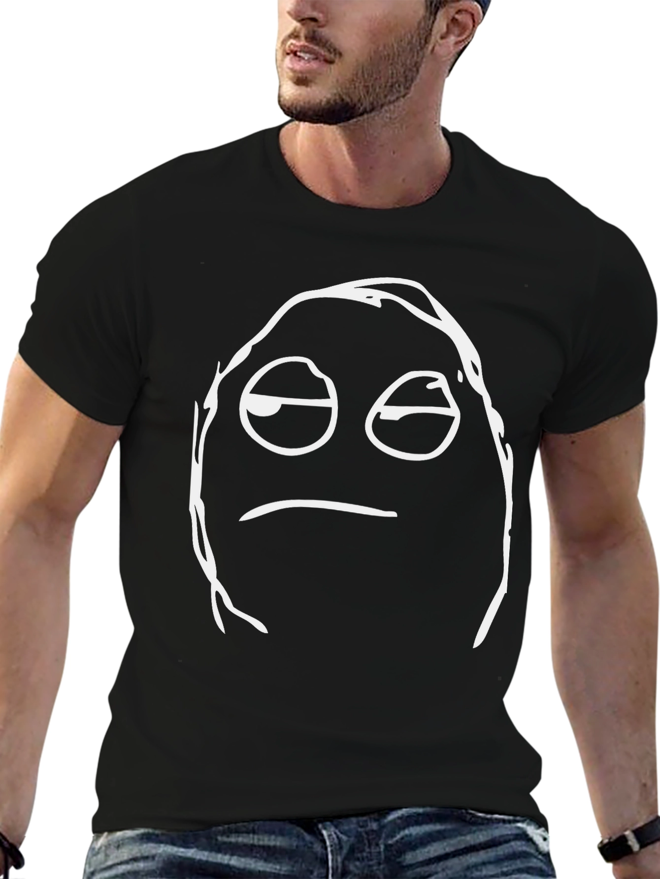 Meme Face Graphic Black T-Shirt