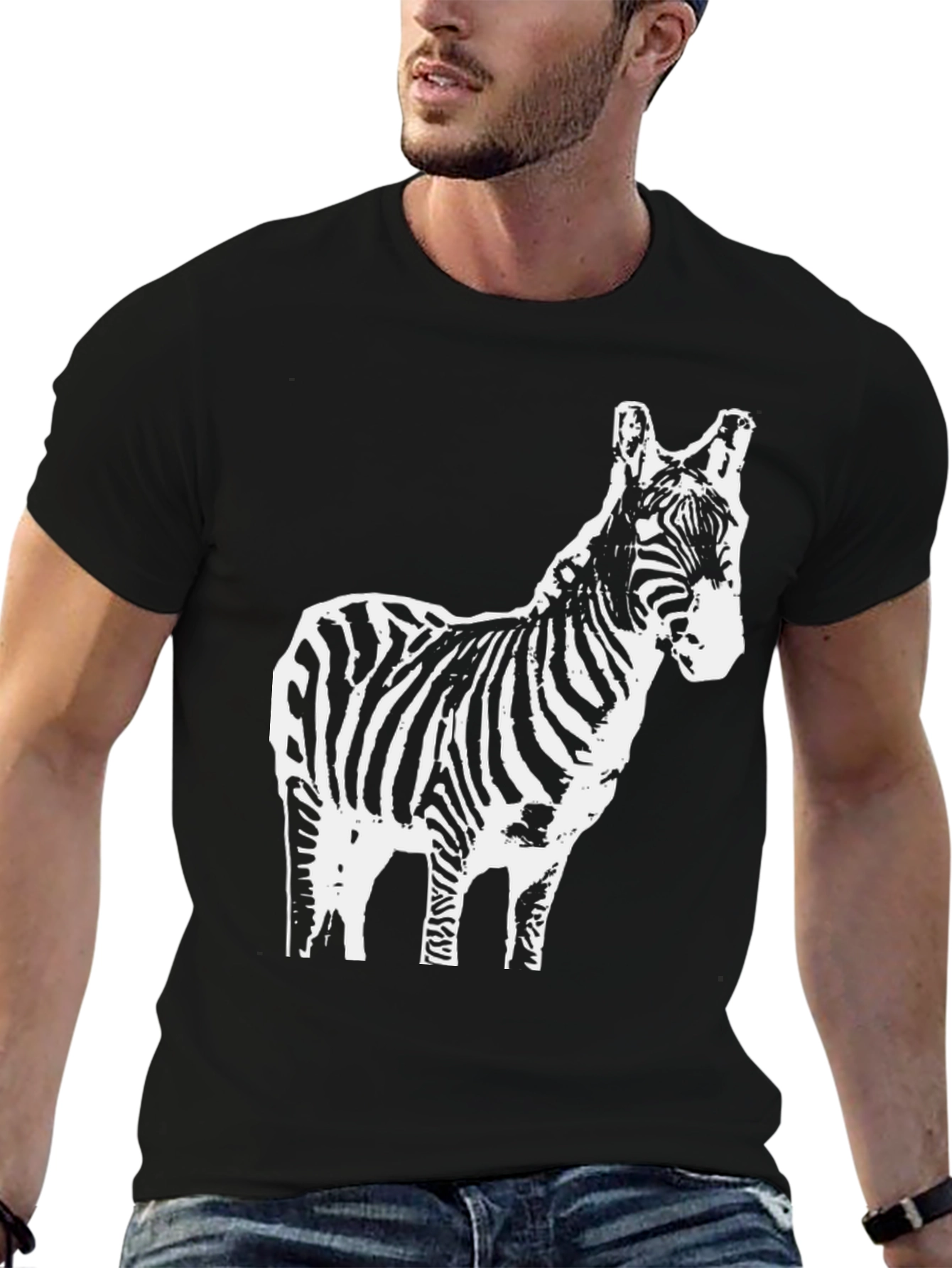 Zebra Graphic T-Shirt - Black Cotton Tee