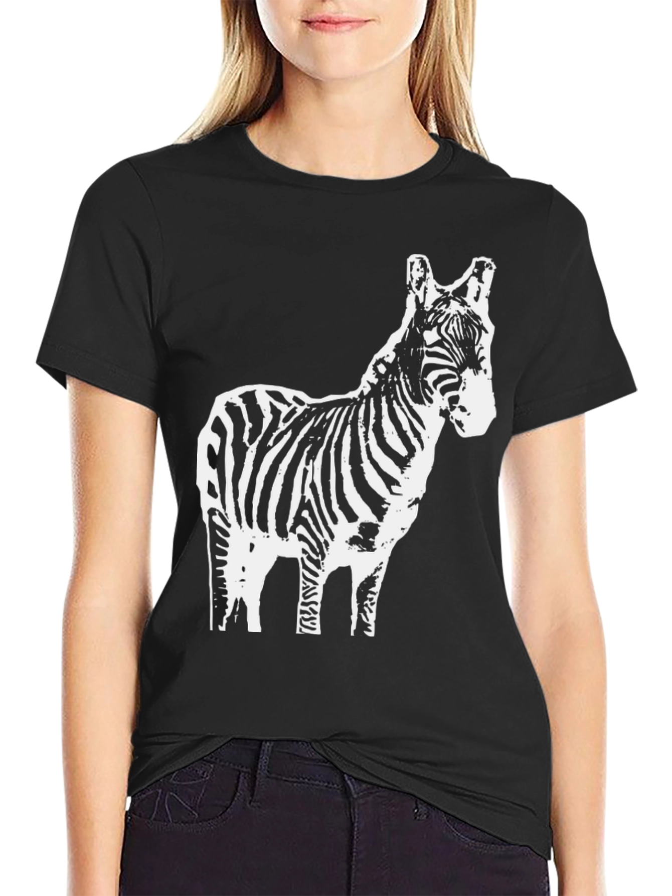 Zebra Graphic T-Shirt - Black Cotton Tee