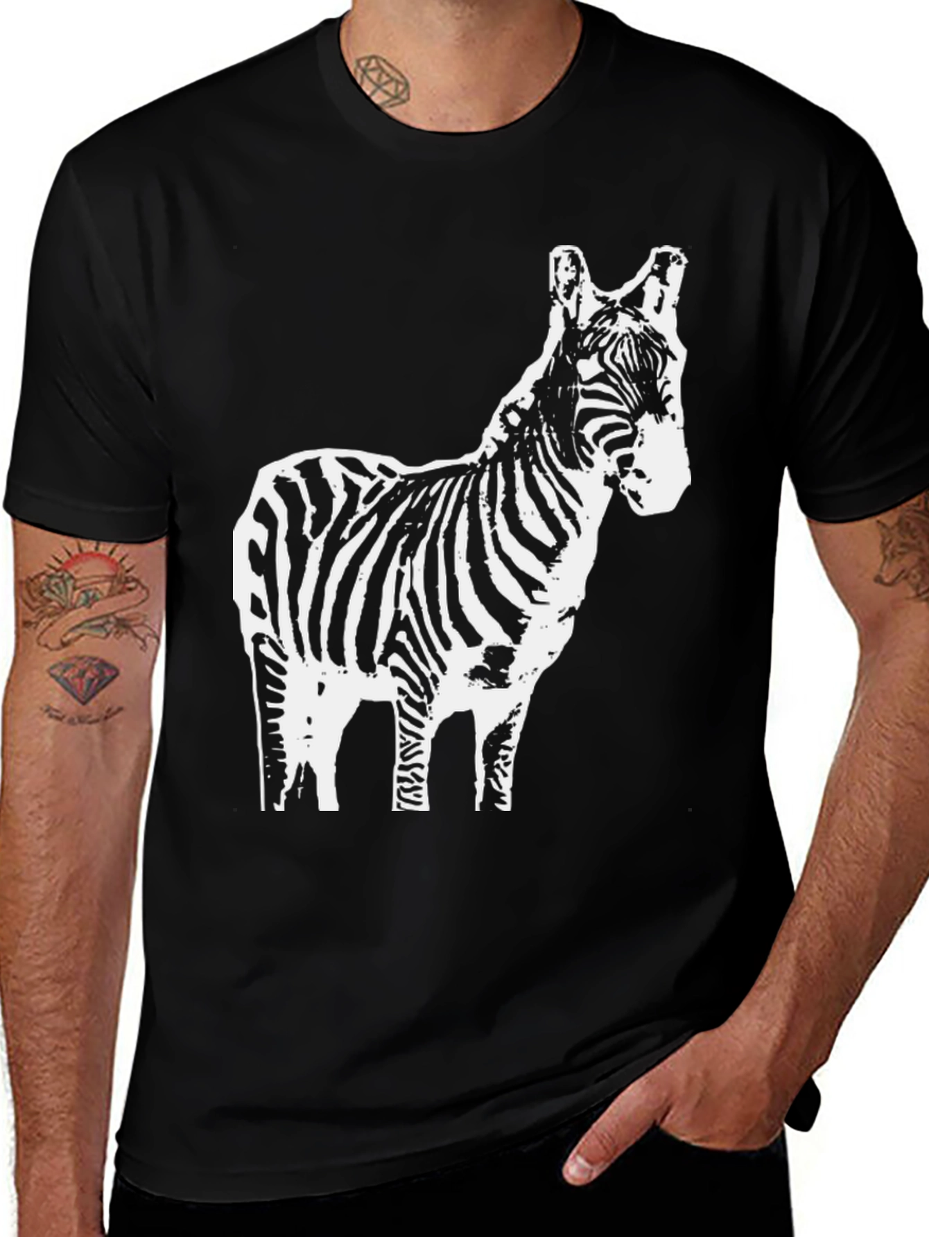 Zebra Graphic T-Shirt - Black Cotton Tee