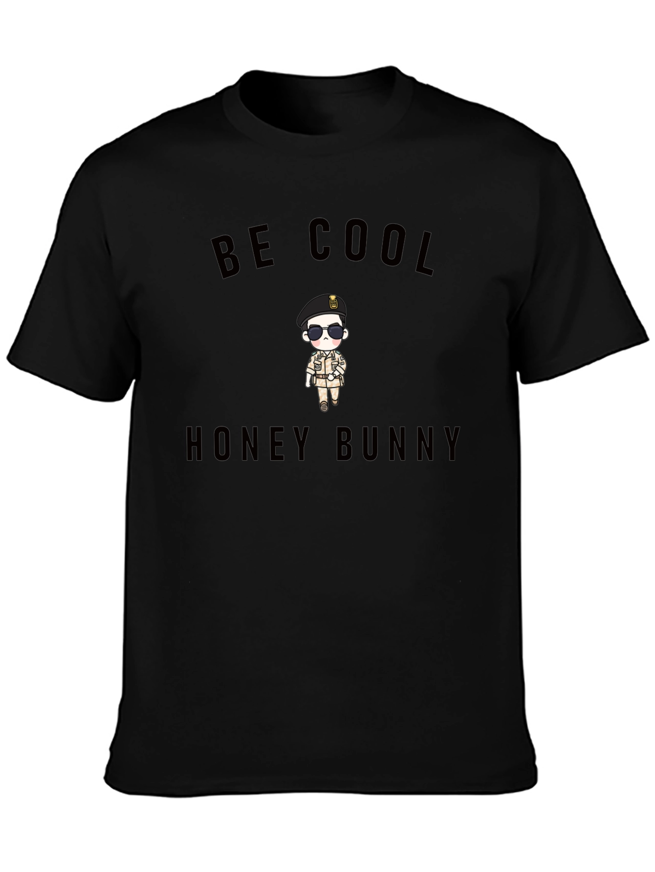 Be Cool Honey Bunny Black Graphic Tee