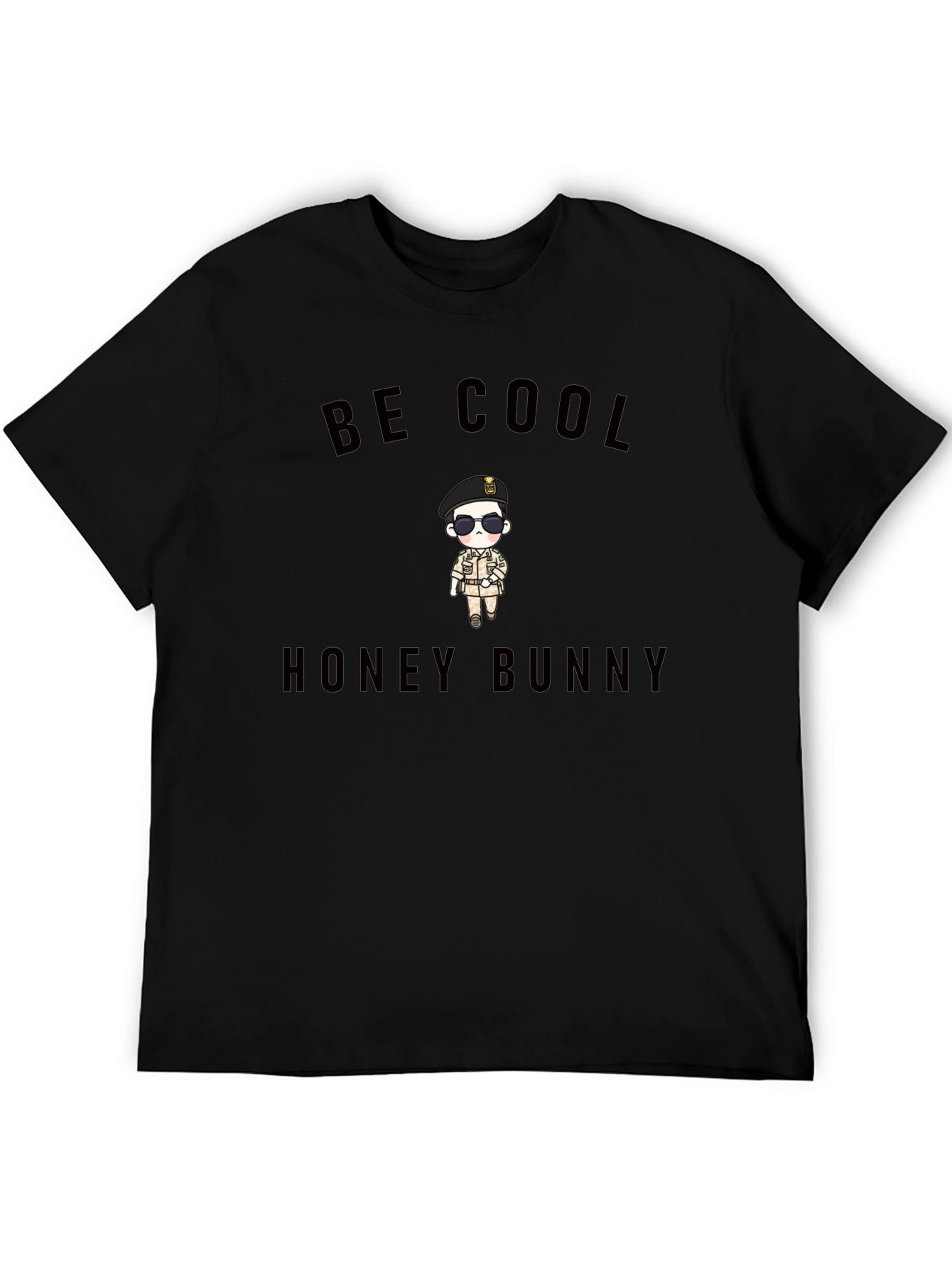 Be Cool Honey Bunny Black Graphic Tee