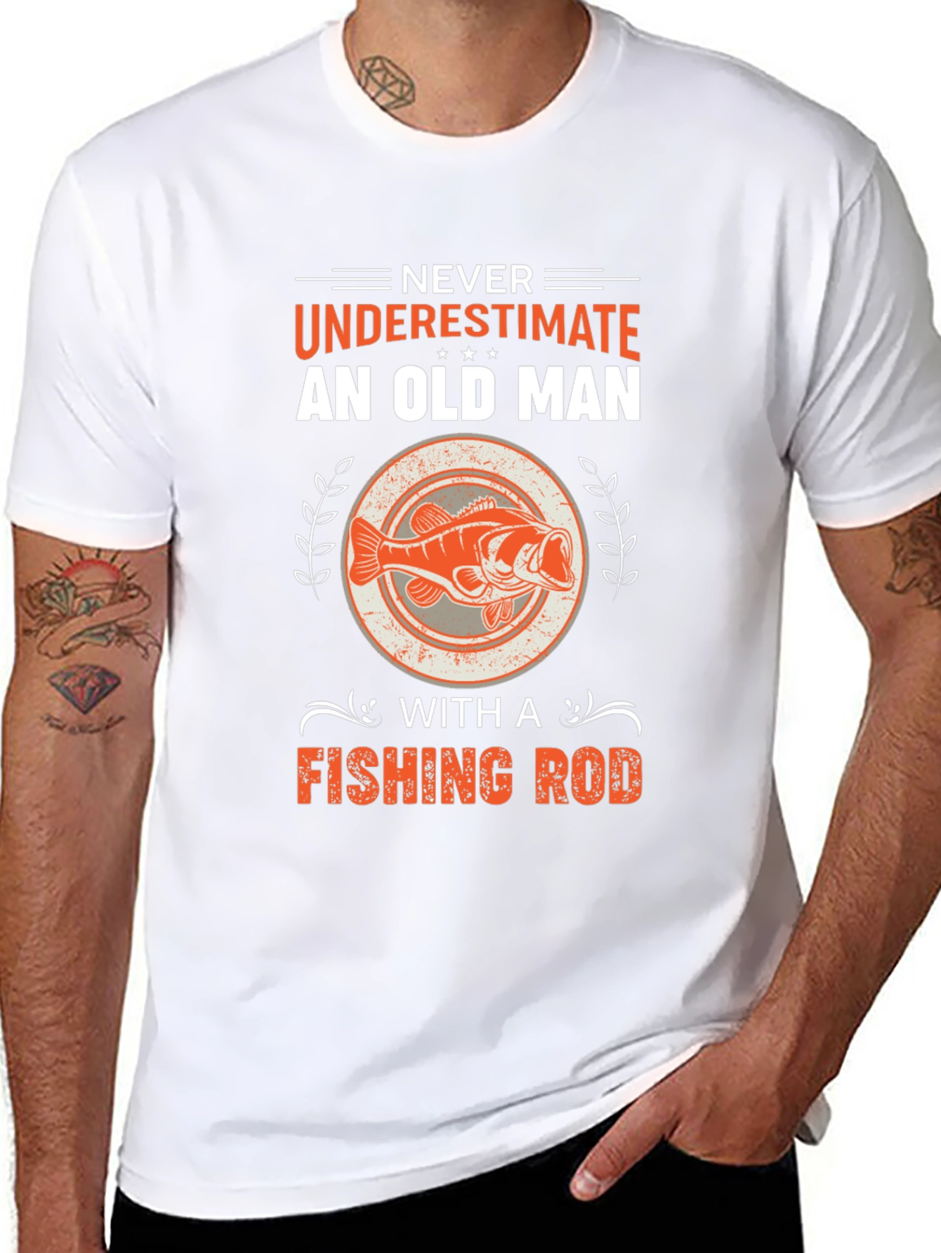 Never Underestimate Old Man Fishing Rod T-Shirt
